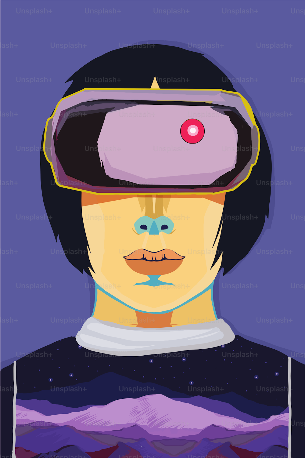 Portrait of a young woman wearing virtual glasses