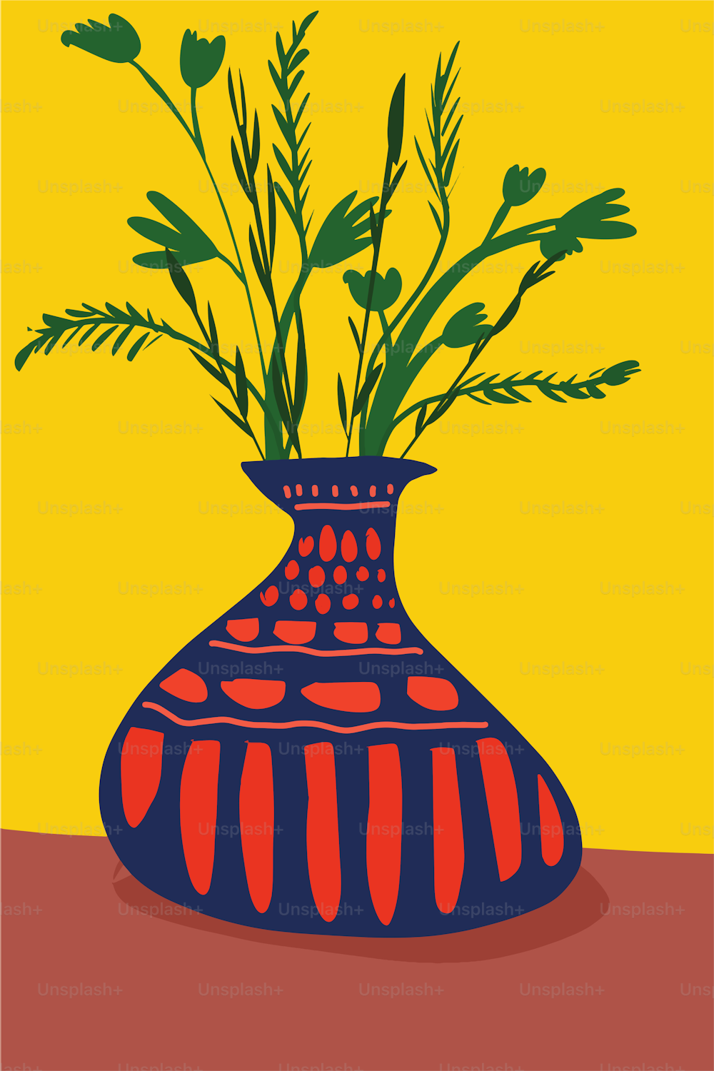 Dessin créatif de fleurs dans un vase