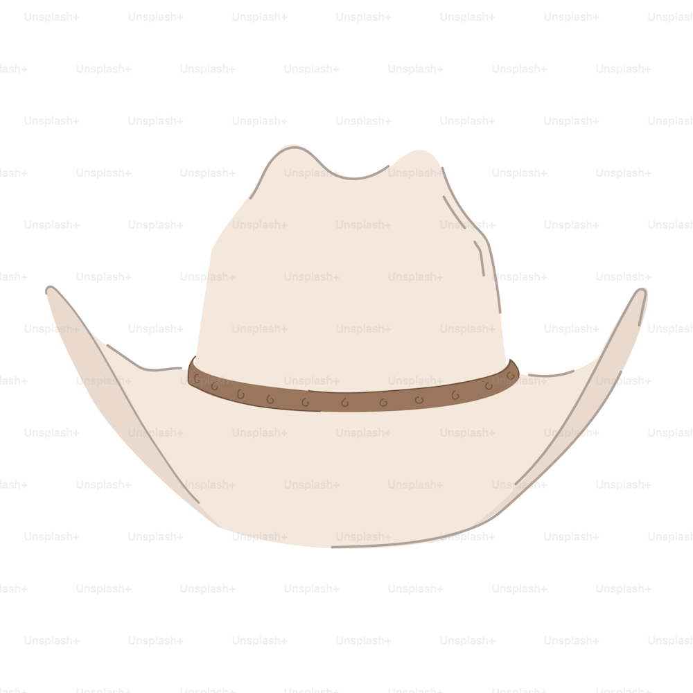 Cute cartoon style cowboy hat. Flat vector illustration. Isolated on white.