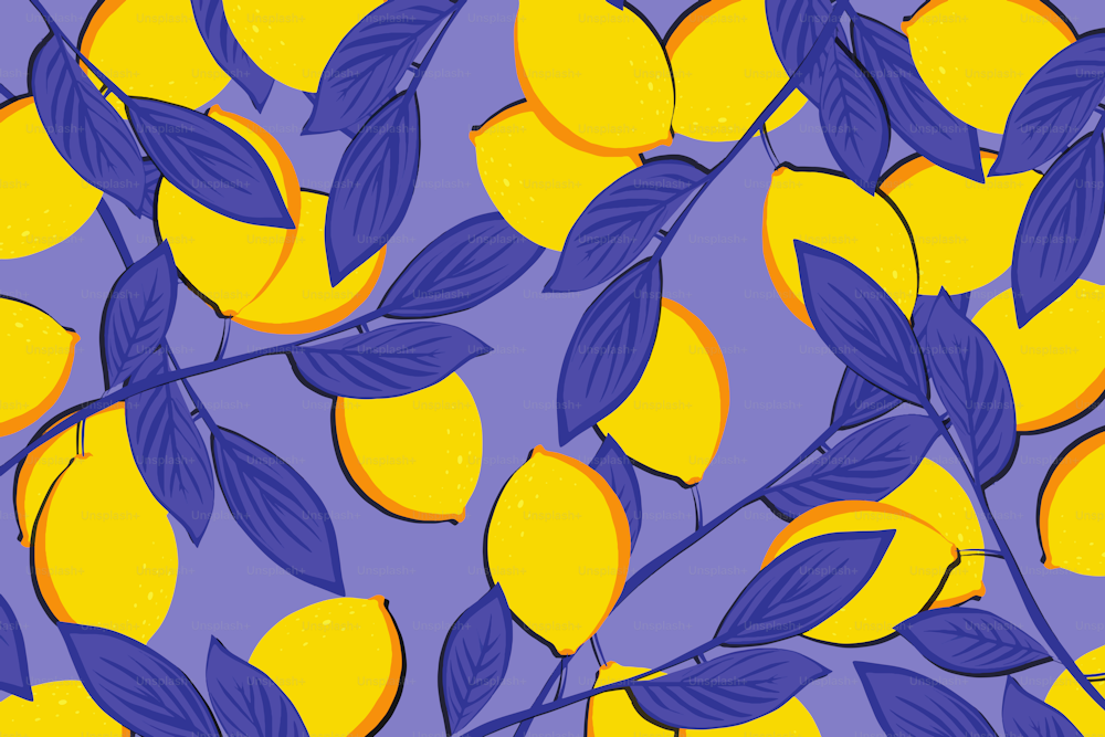 Fruity background with lemon pattern. Collection 2024