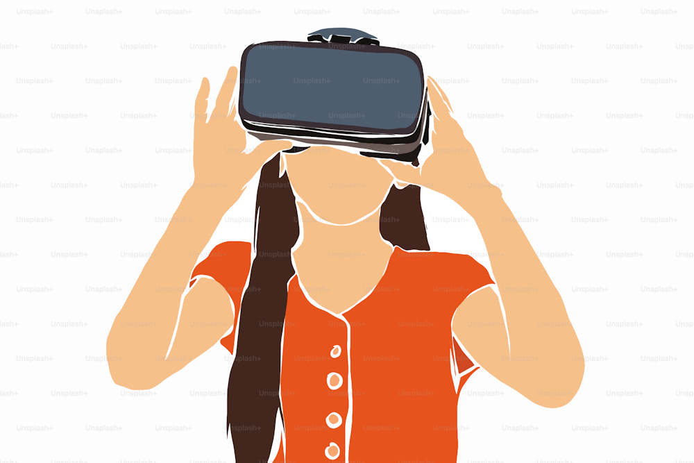 Girl with virtual reality glasses