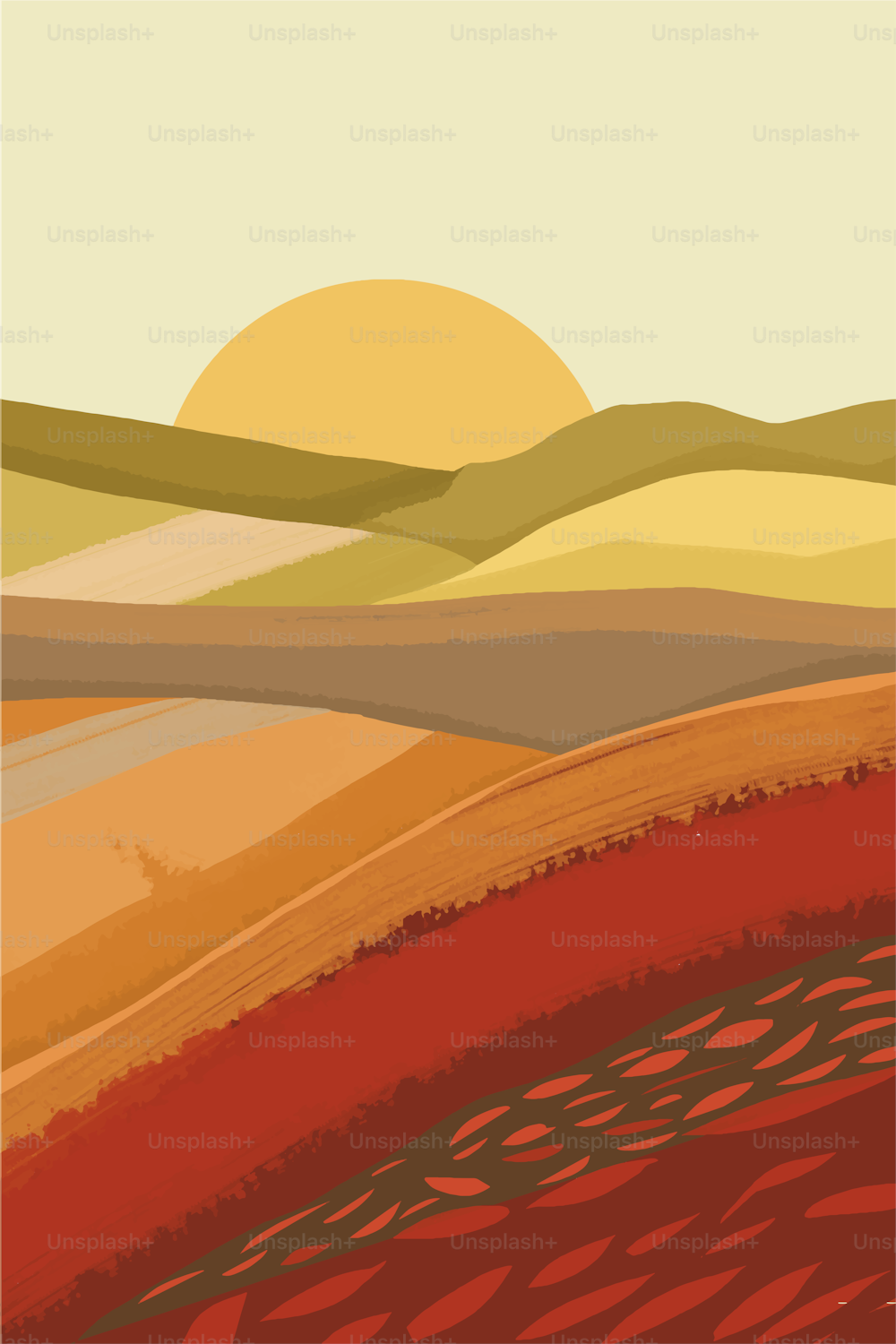 Paysage d’automne avec des collines