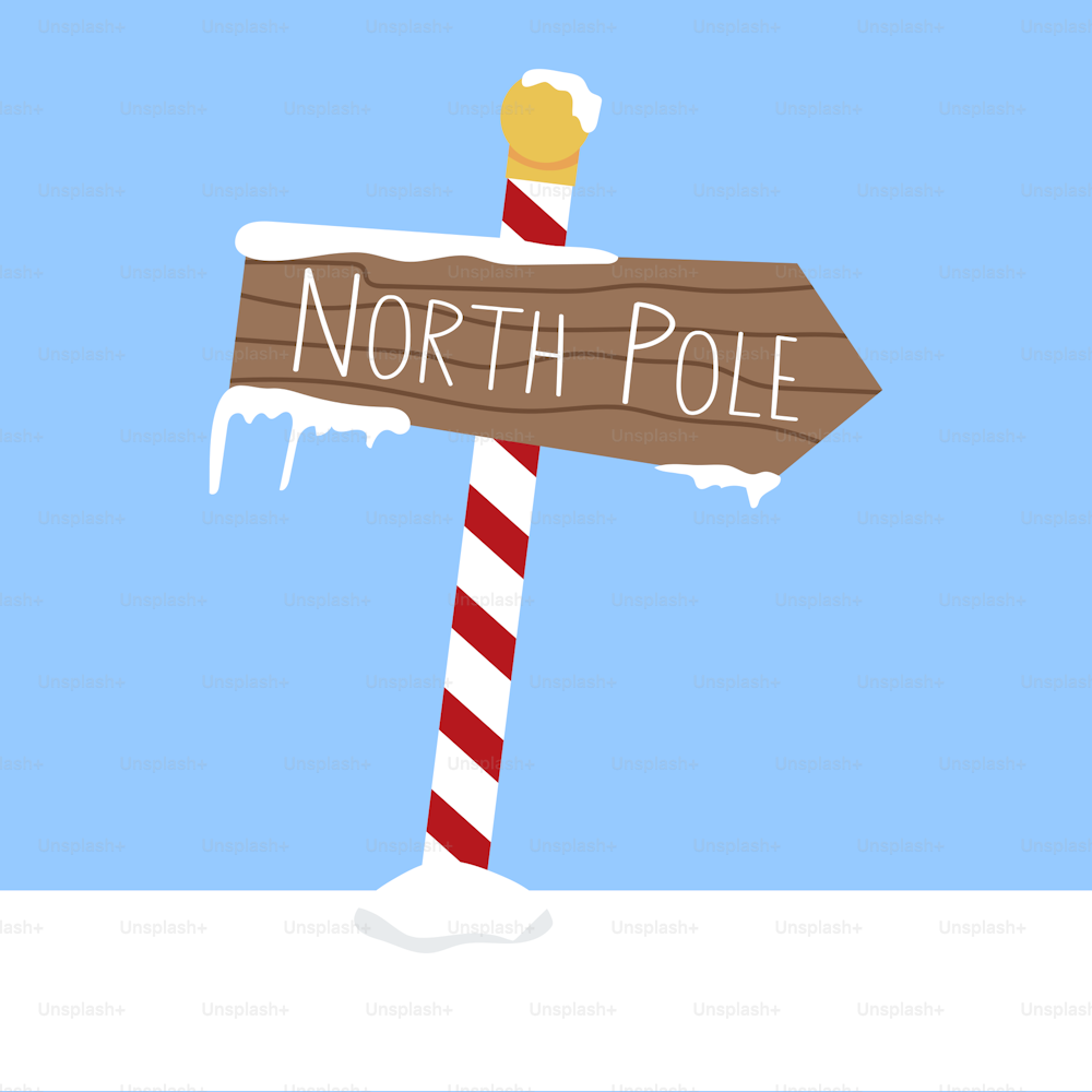 Una ilustración vectorial de un letrero del Polo Norte. Elemento de diseño navideño.
