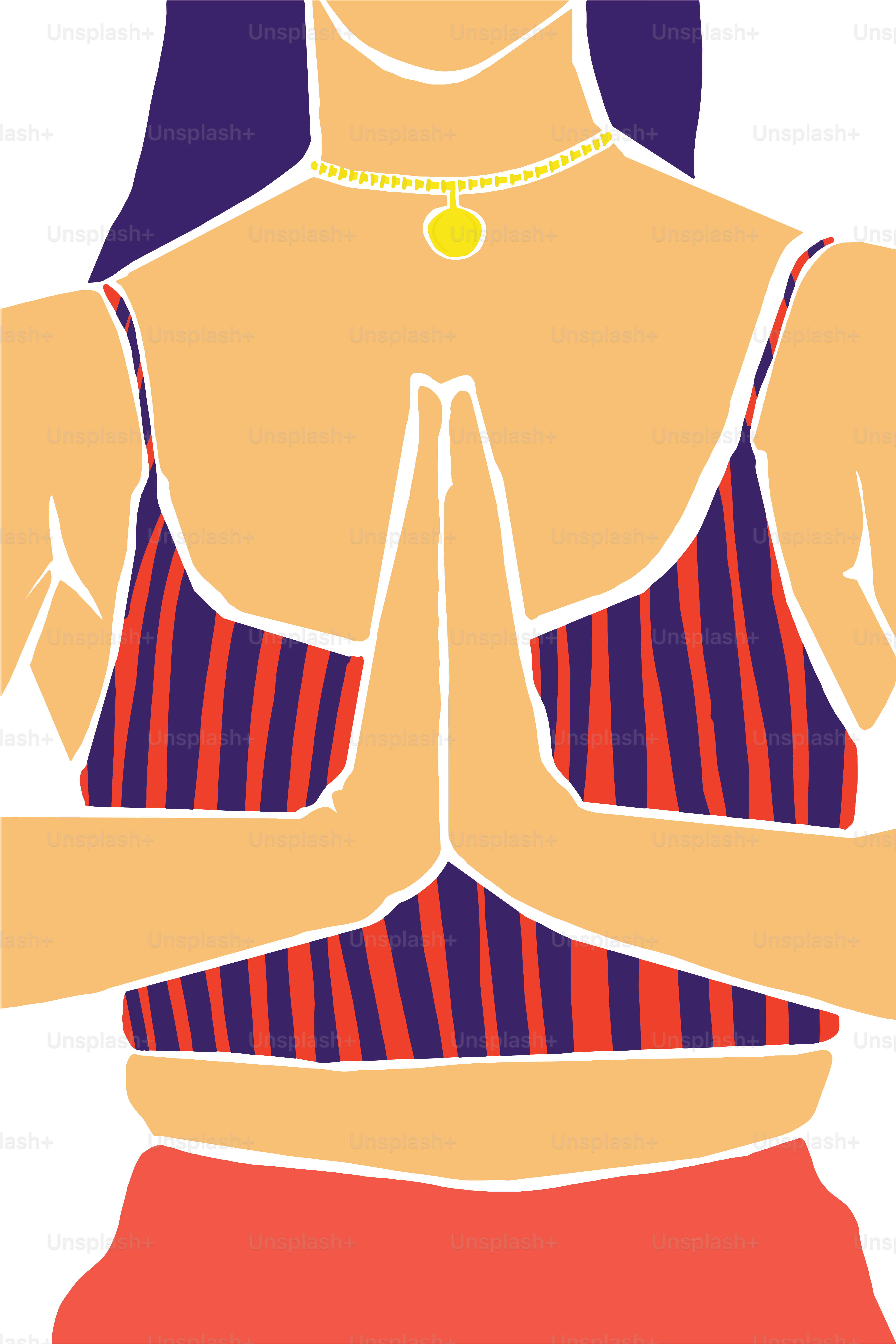 Woman sitting in a meditation position Minimalist style