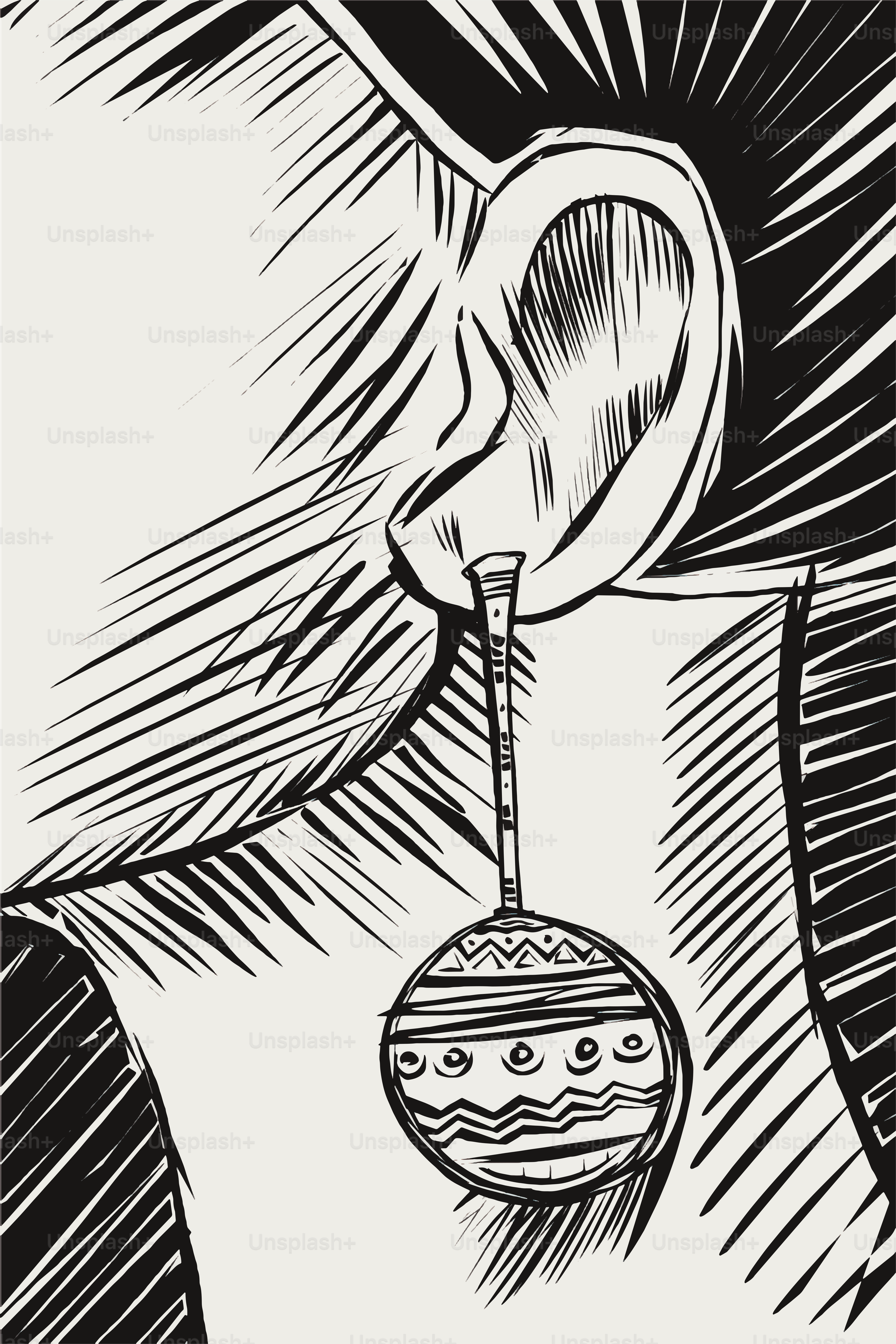 Perfil femenino precioso con pendientes decorativos de joyería. Estilo de grabado