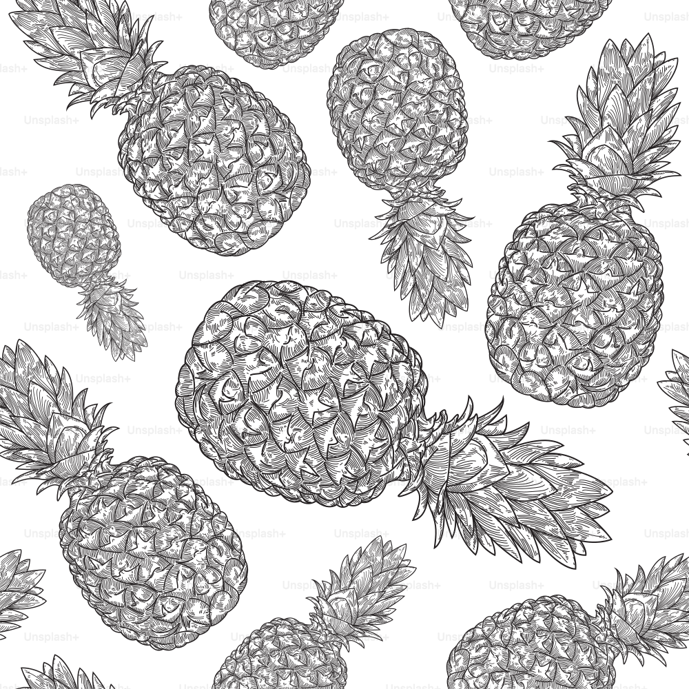 Black and white seamless pineapple pattern. Separated to layers, easy to change colours.