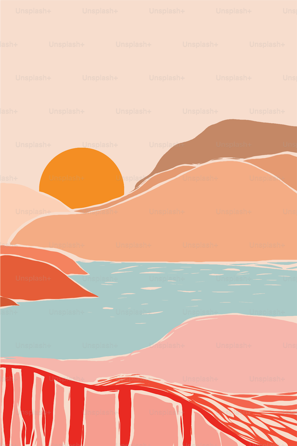 Mountain landscape in a minimalistic style