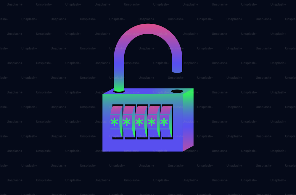 Glowing opened padlock. Using password , internet security, online safety concept. Vector illustration.