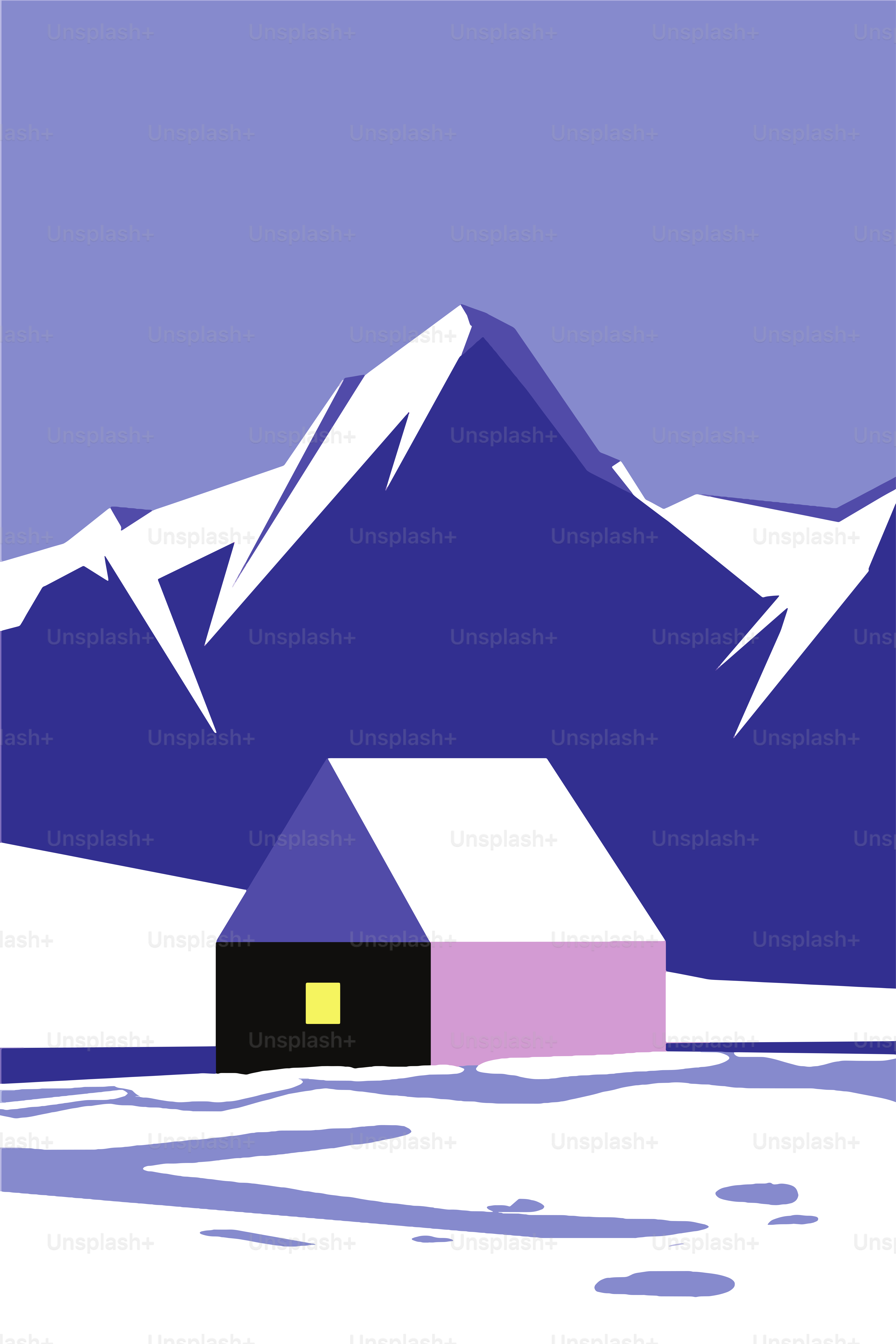 Illustration d’un paysage hivernal de fête dans le style minimaliste