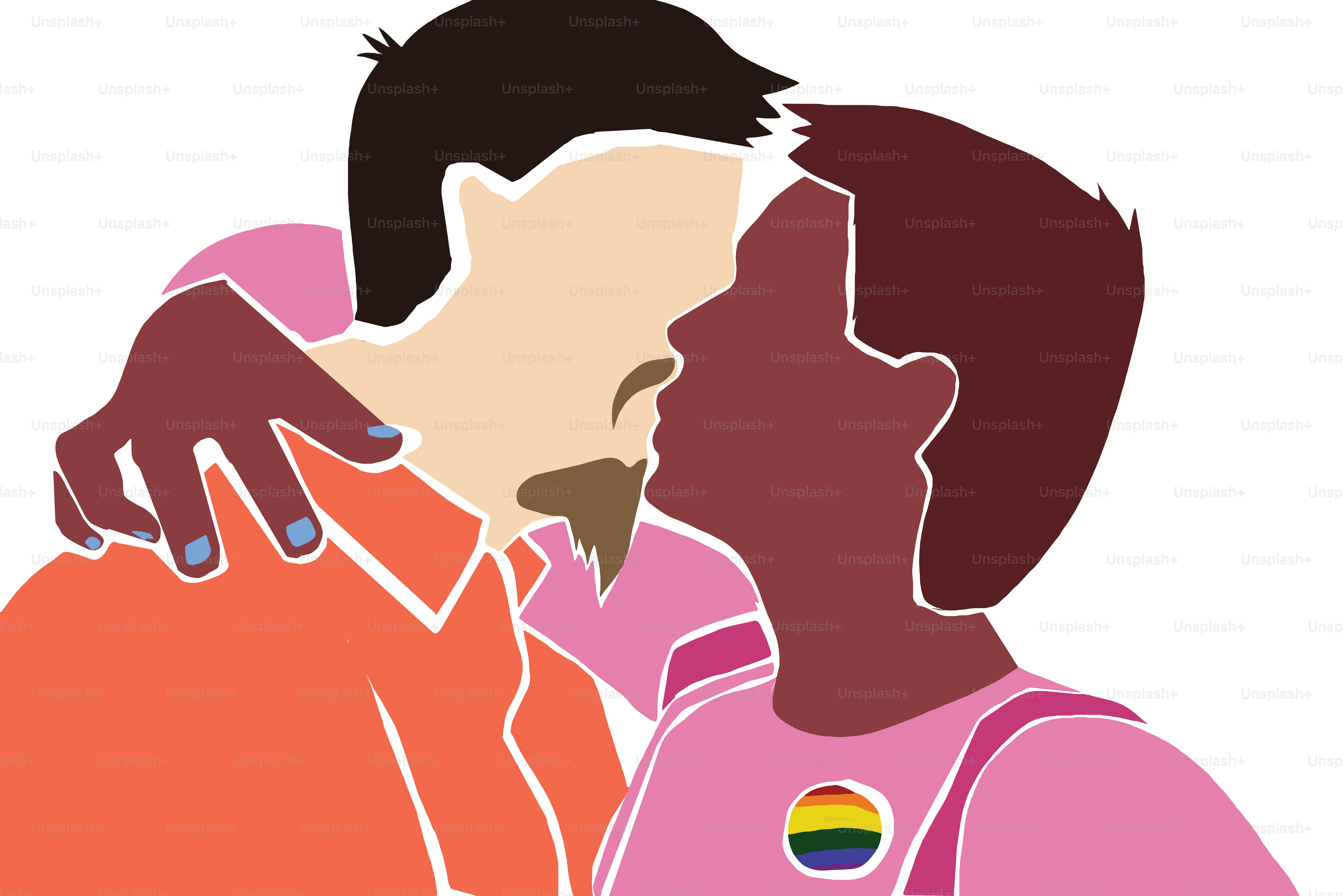 Dos jóvenes de perfil. Pareja homosexual en perfil