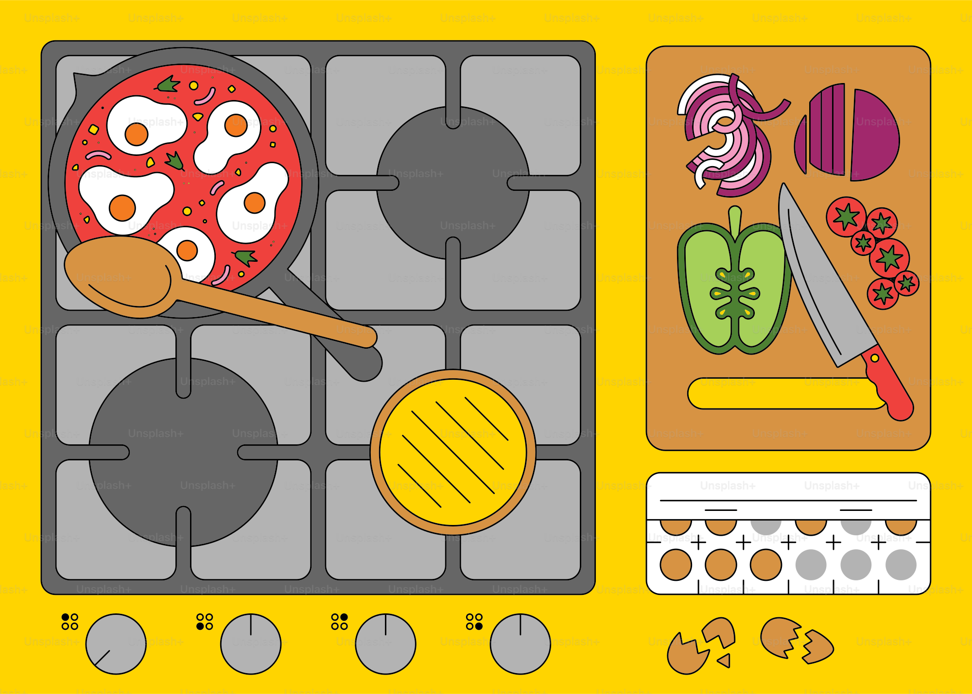 A picture of a stove top with food on it