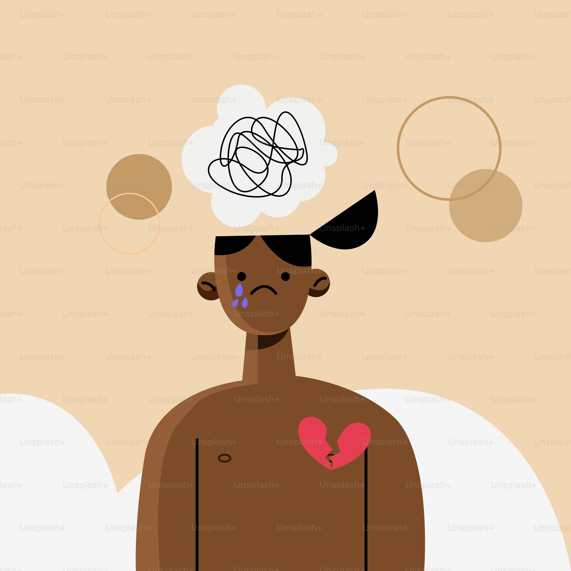 Person mit gebrochenem Herzen und verwirrten Gedanken