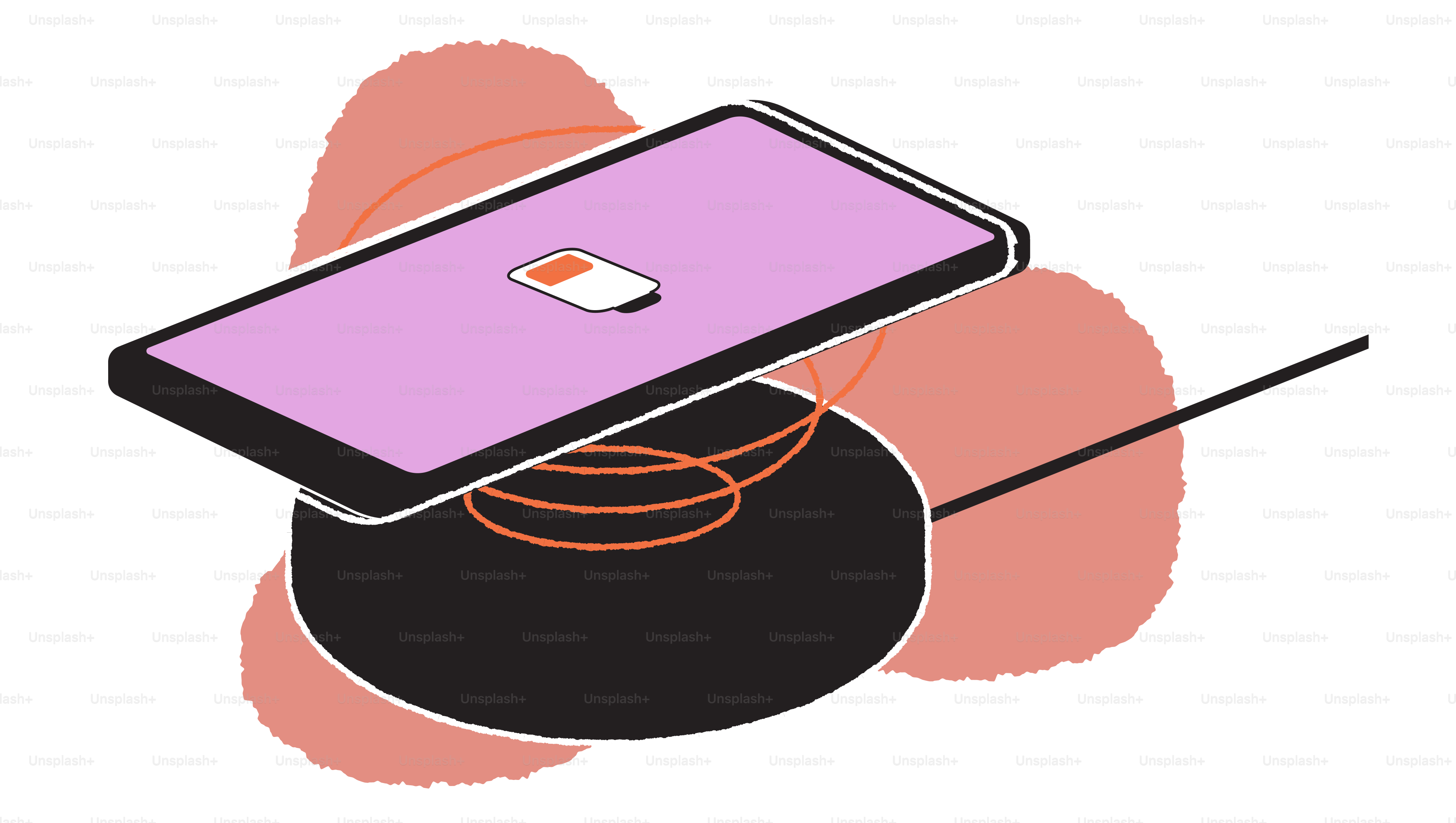 Carregamento de smartphone em uma base de carregamento sem fio.