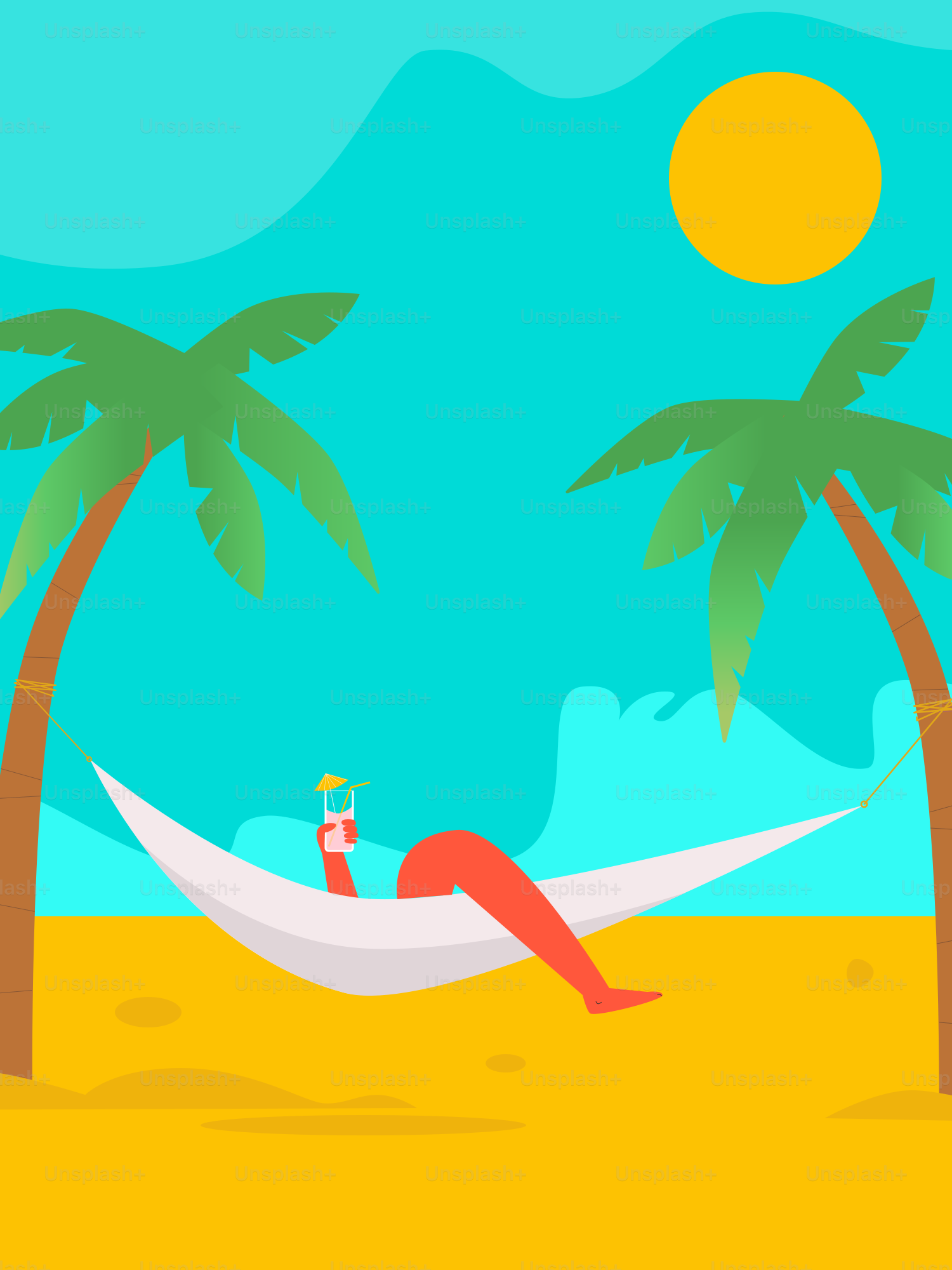 Person relaxing in a hammock on a beach