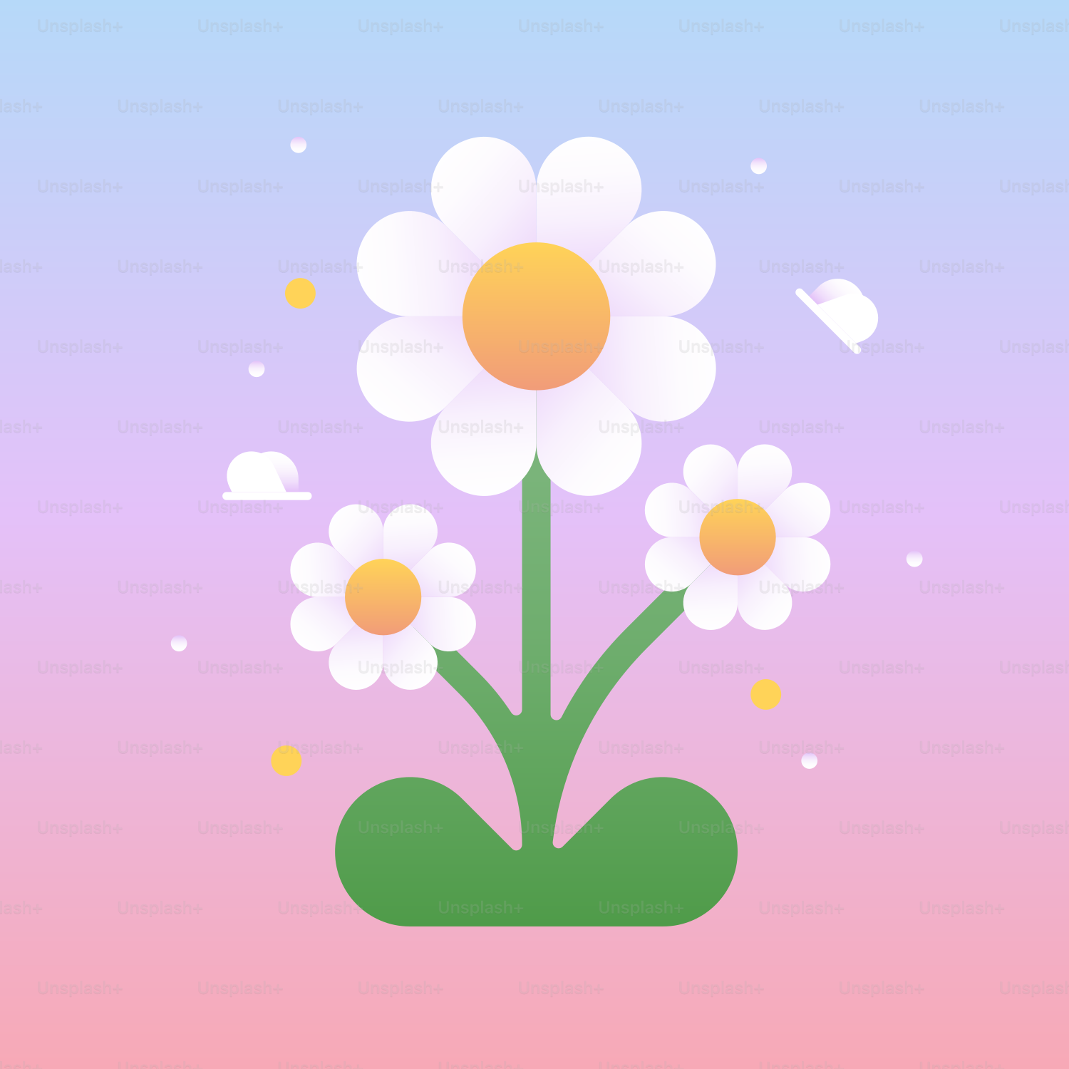 Three daisies with a pastel gradient background.