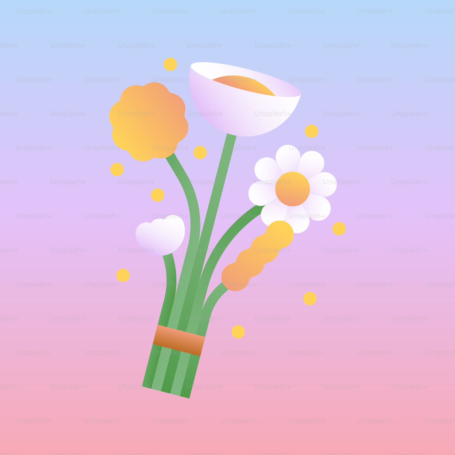 Un mazzo stilizzato di fiori su uno sfondo sfumato.