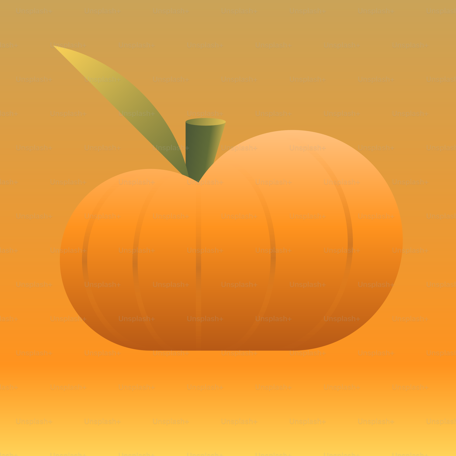 A stylized orange pumpkin with a green stem.