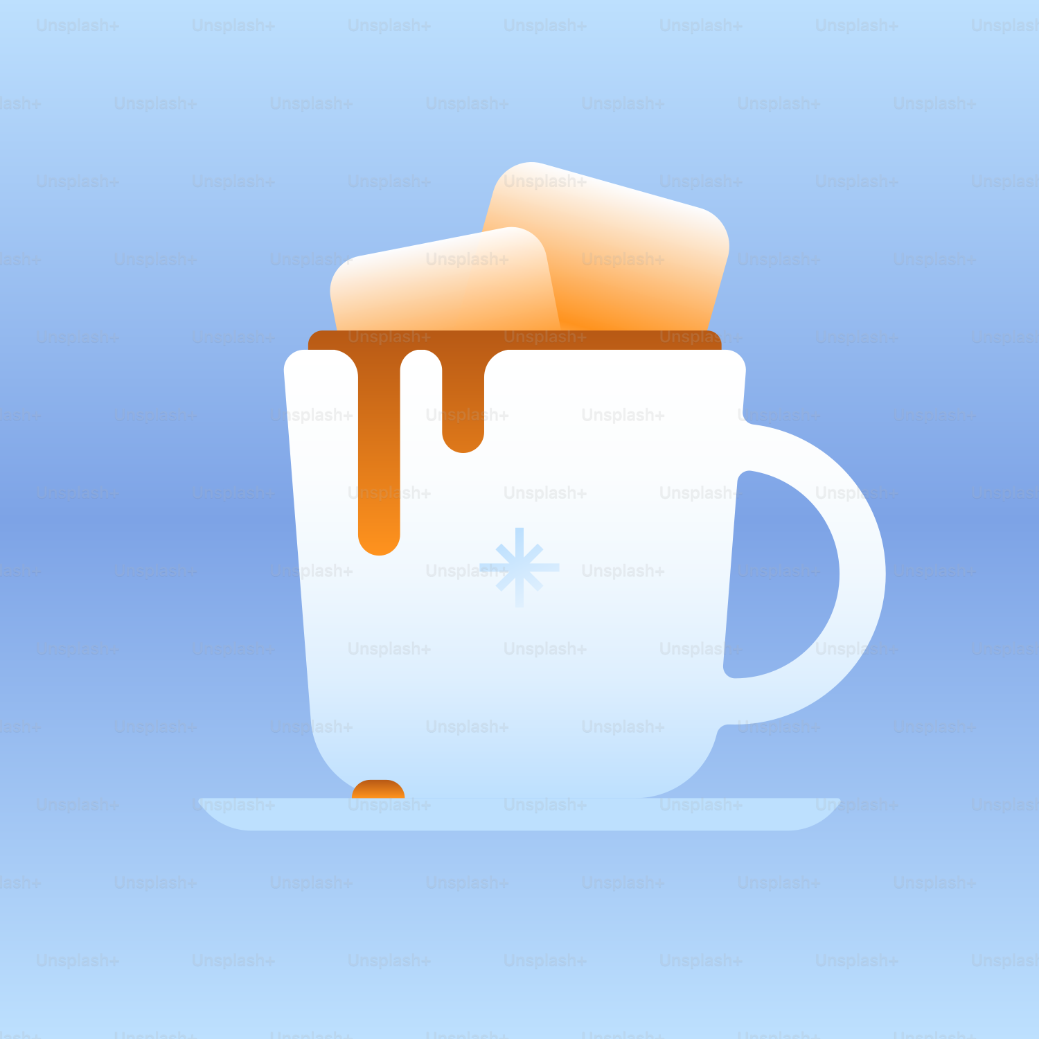 White mug with hot chocolate and marshmallows