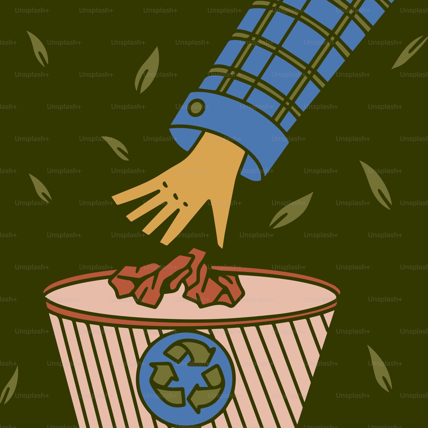 Tirando a mano papel arrugado al contenedor de reciclaje