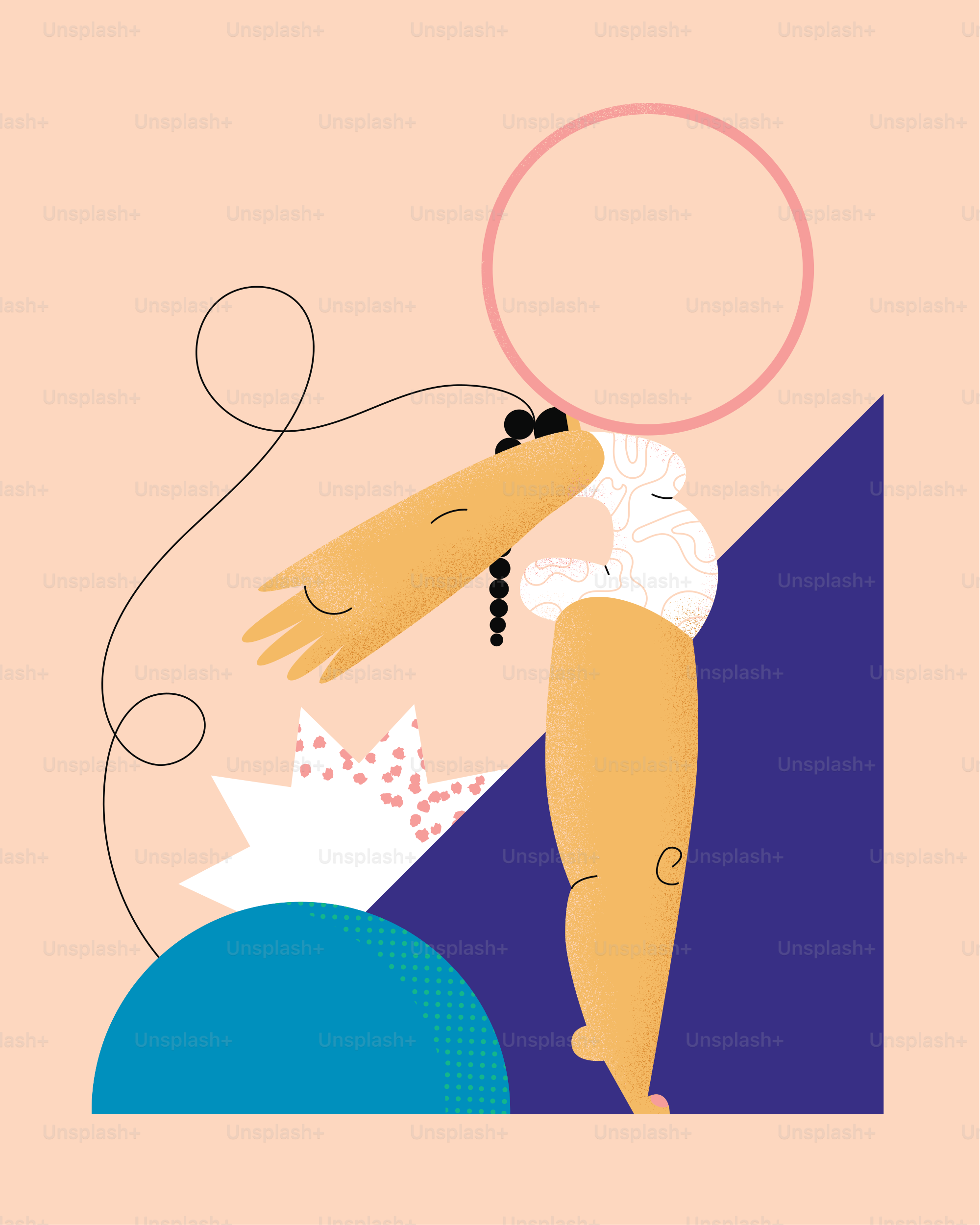 Abstract composition with geometric shapes and human form.
