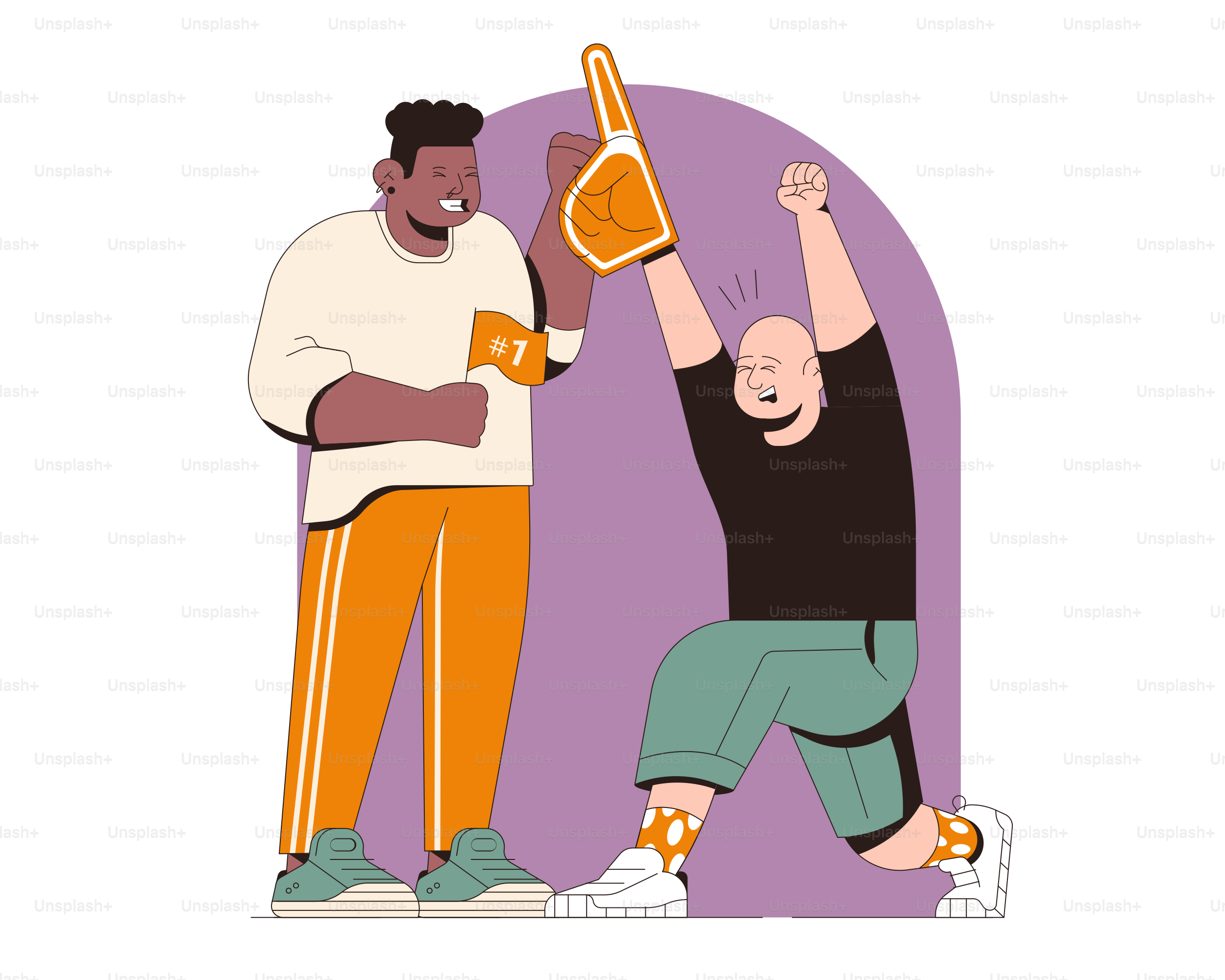Dos hombres celebrando con un dedo de espuma