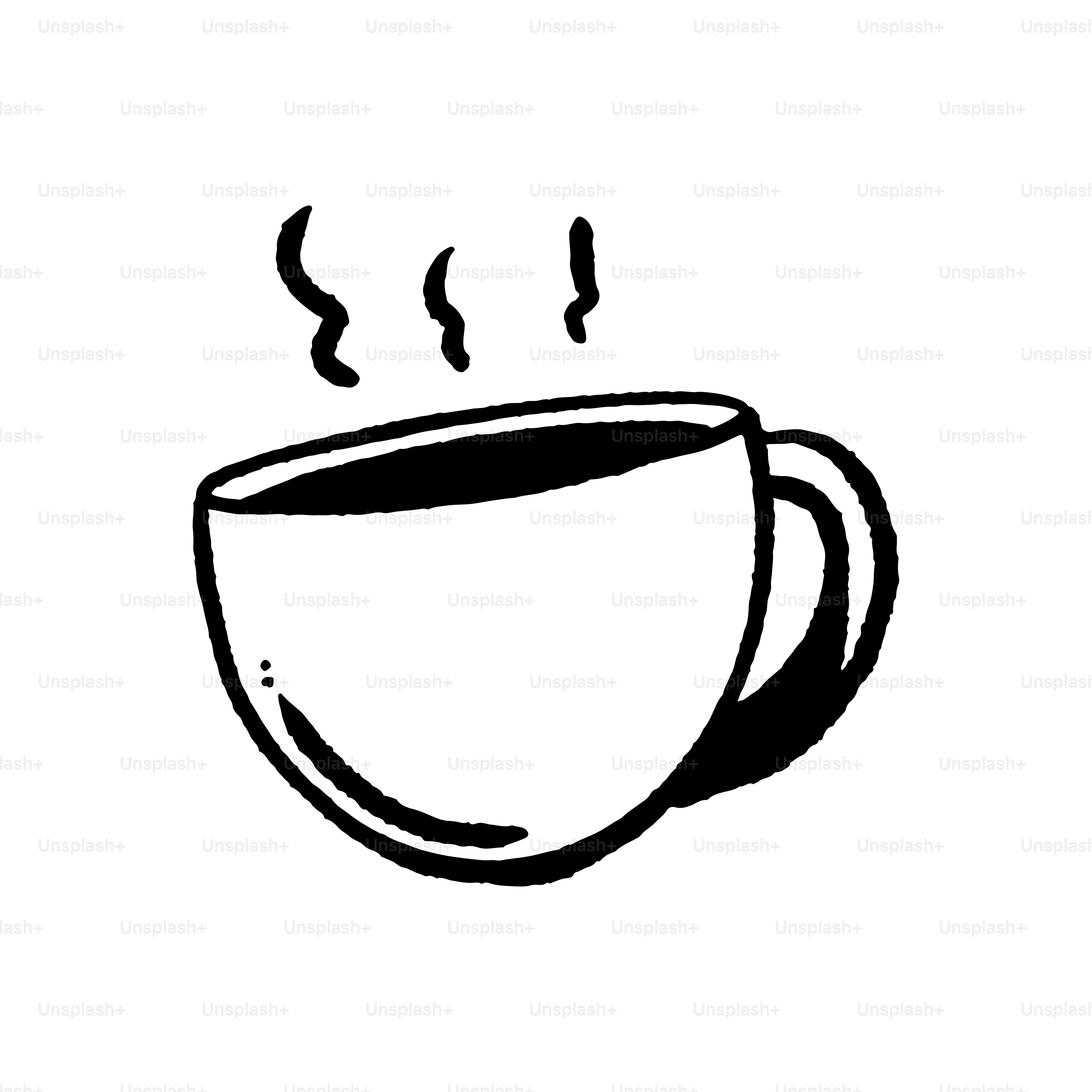 A steaming cup of coffee in a simple drawing.