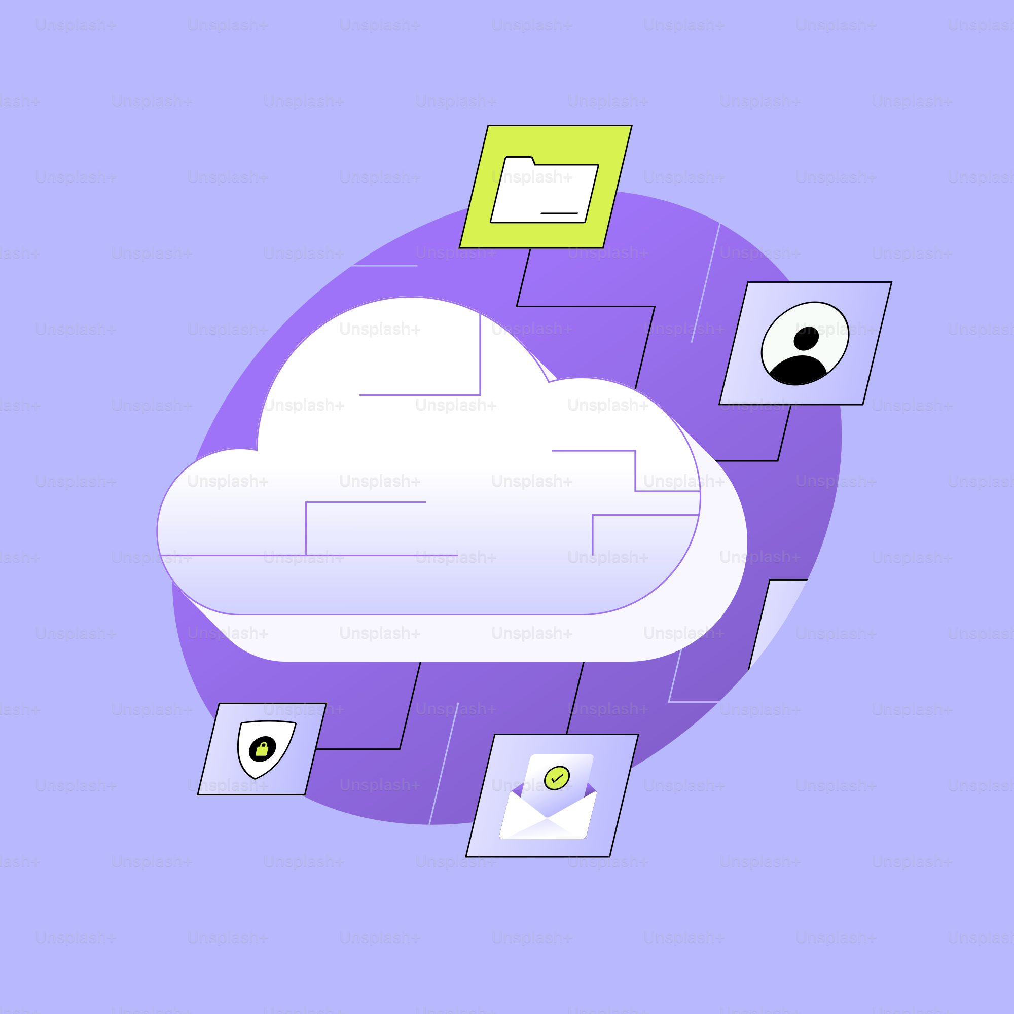 Cloud computing with data icons and connections