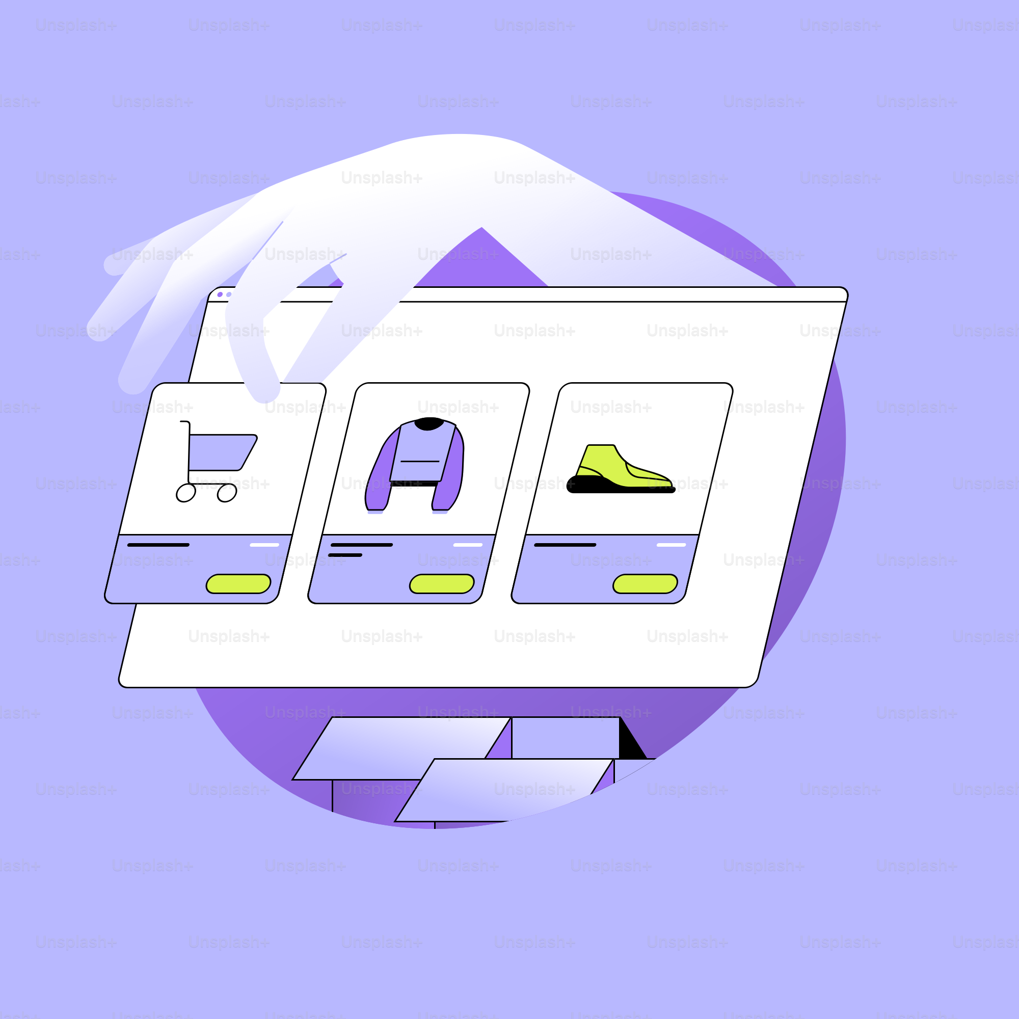 Hand selecting items from an online store display.