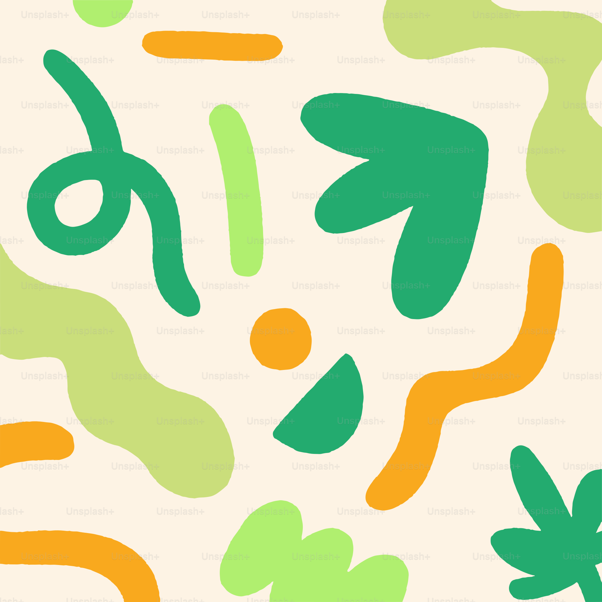 Ein buntes abstraktes Muster mit Zahlen und Pflanzen