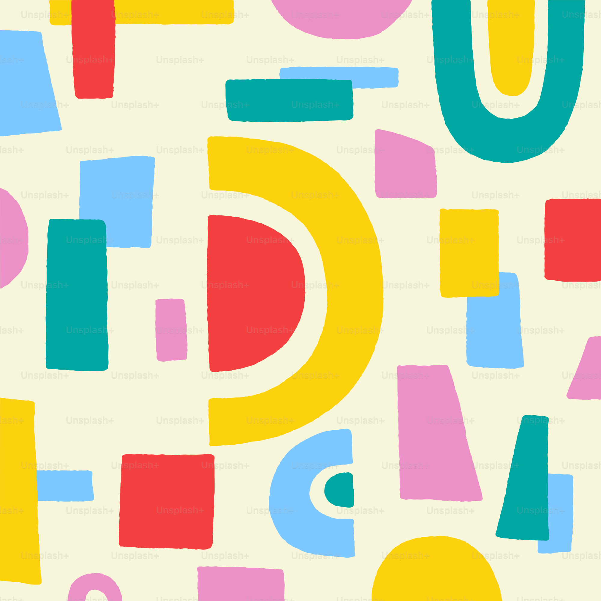 Abstract colorful shapes on a cream background