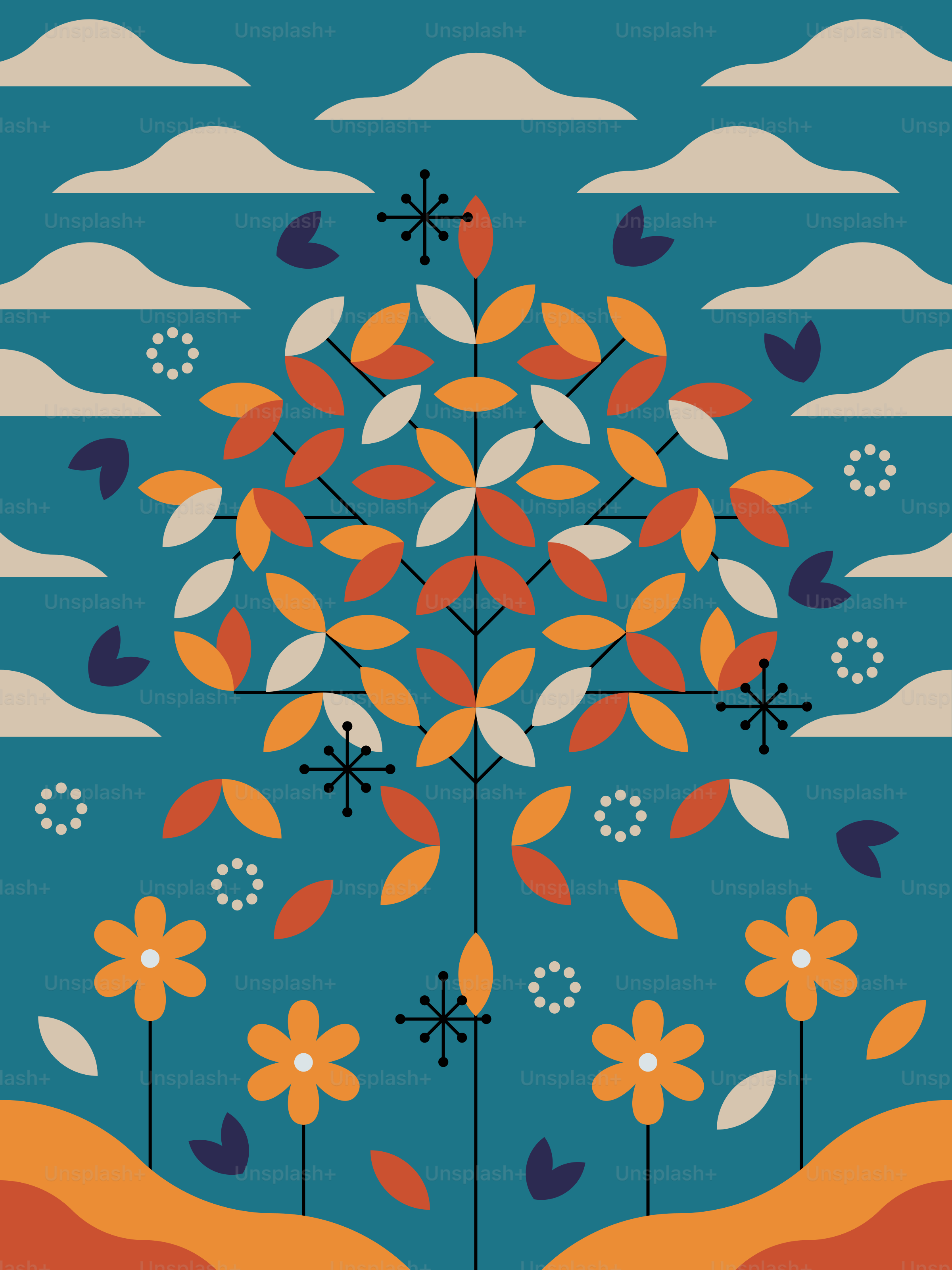 a painting of a tree in the middle of a field