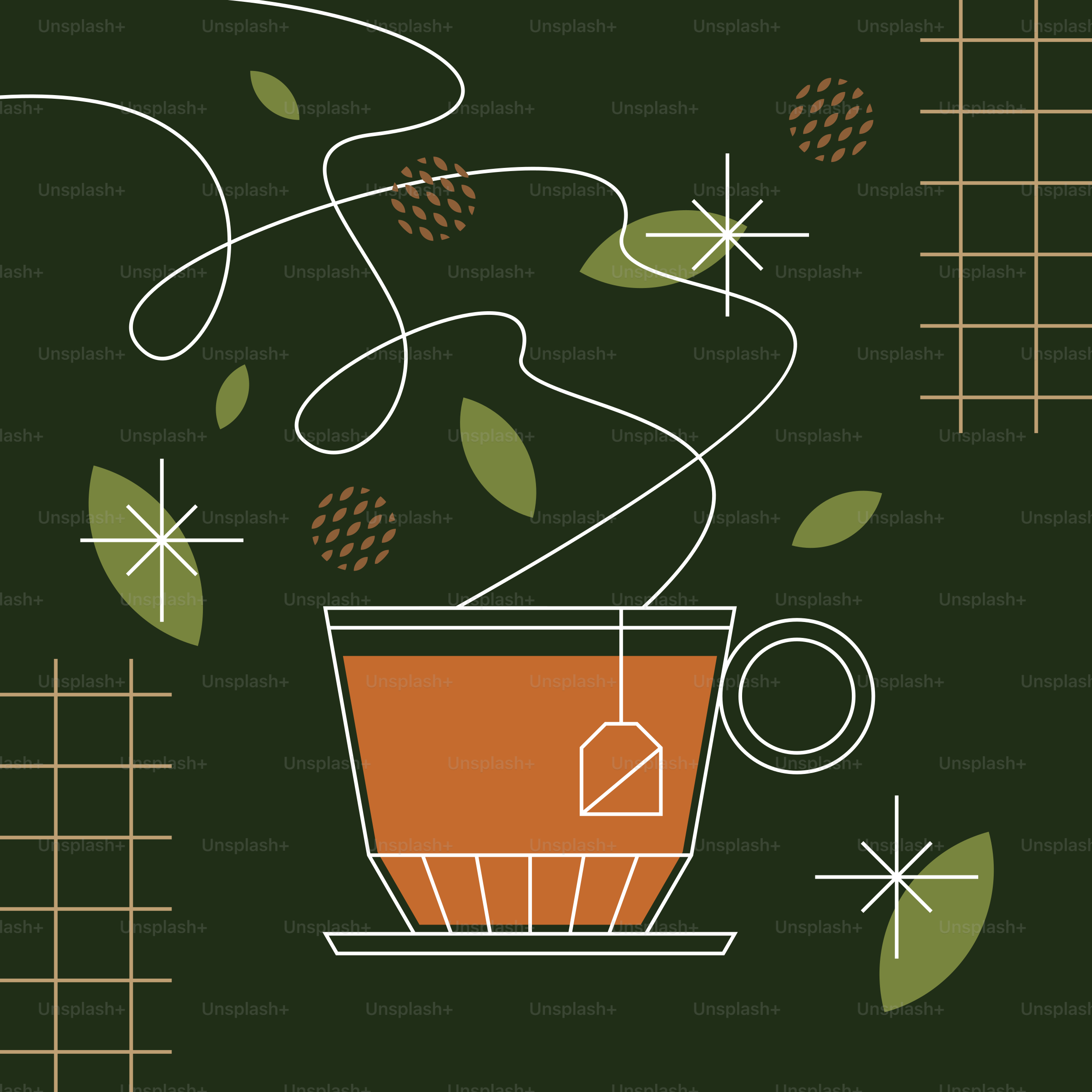 a cup of coffee with a green background