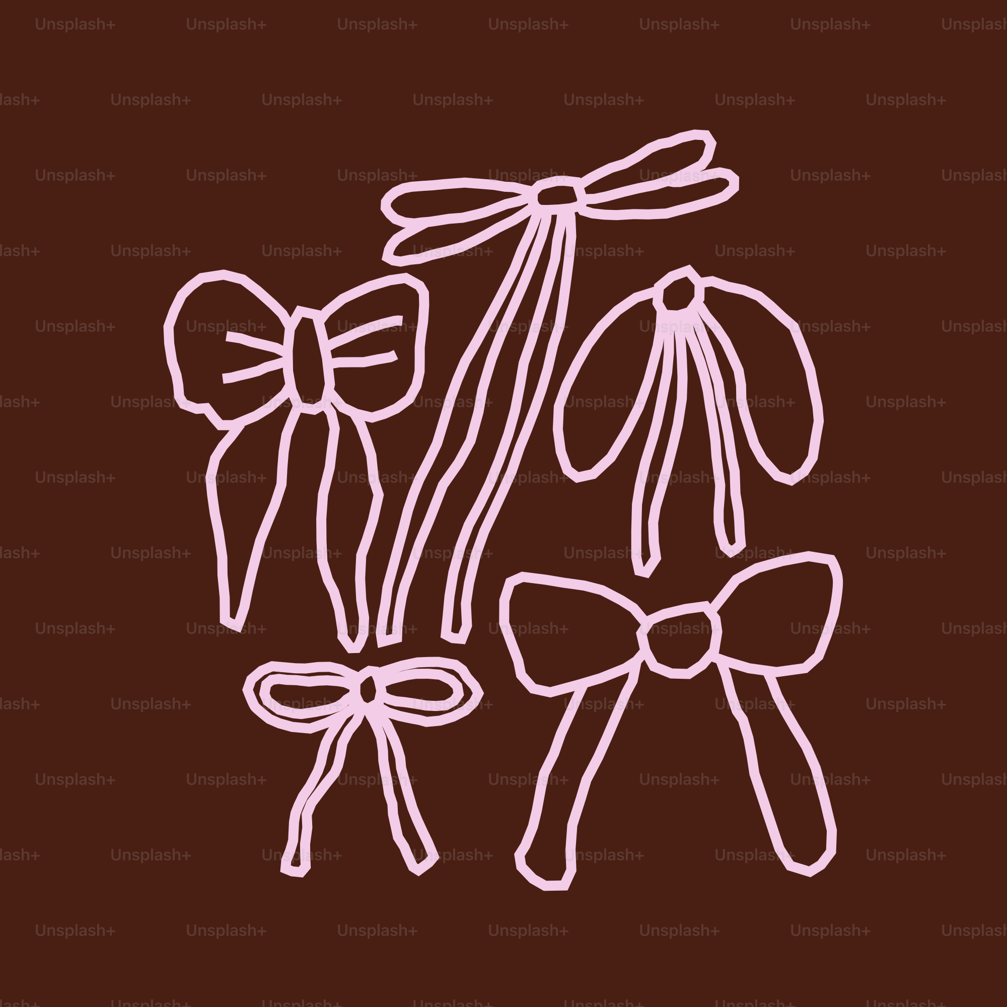 Pink bows drawn on a brown background