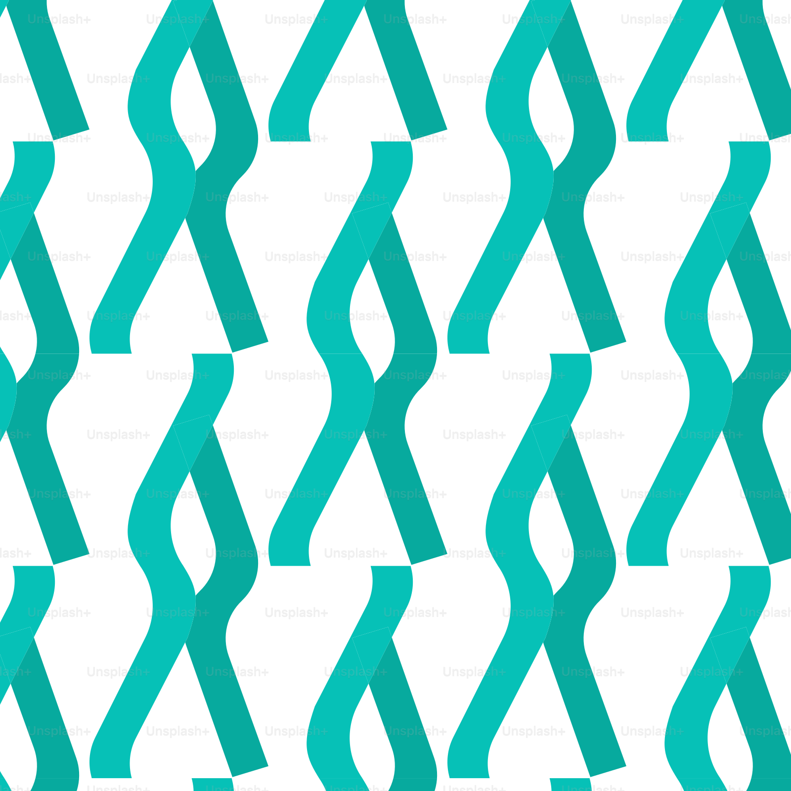 Teal ribbons on a white background pattern