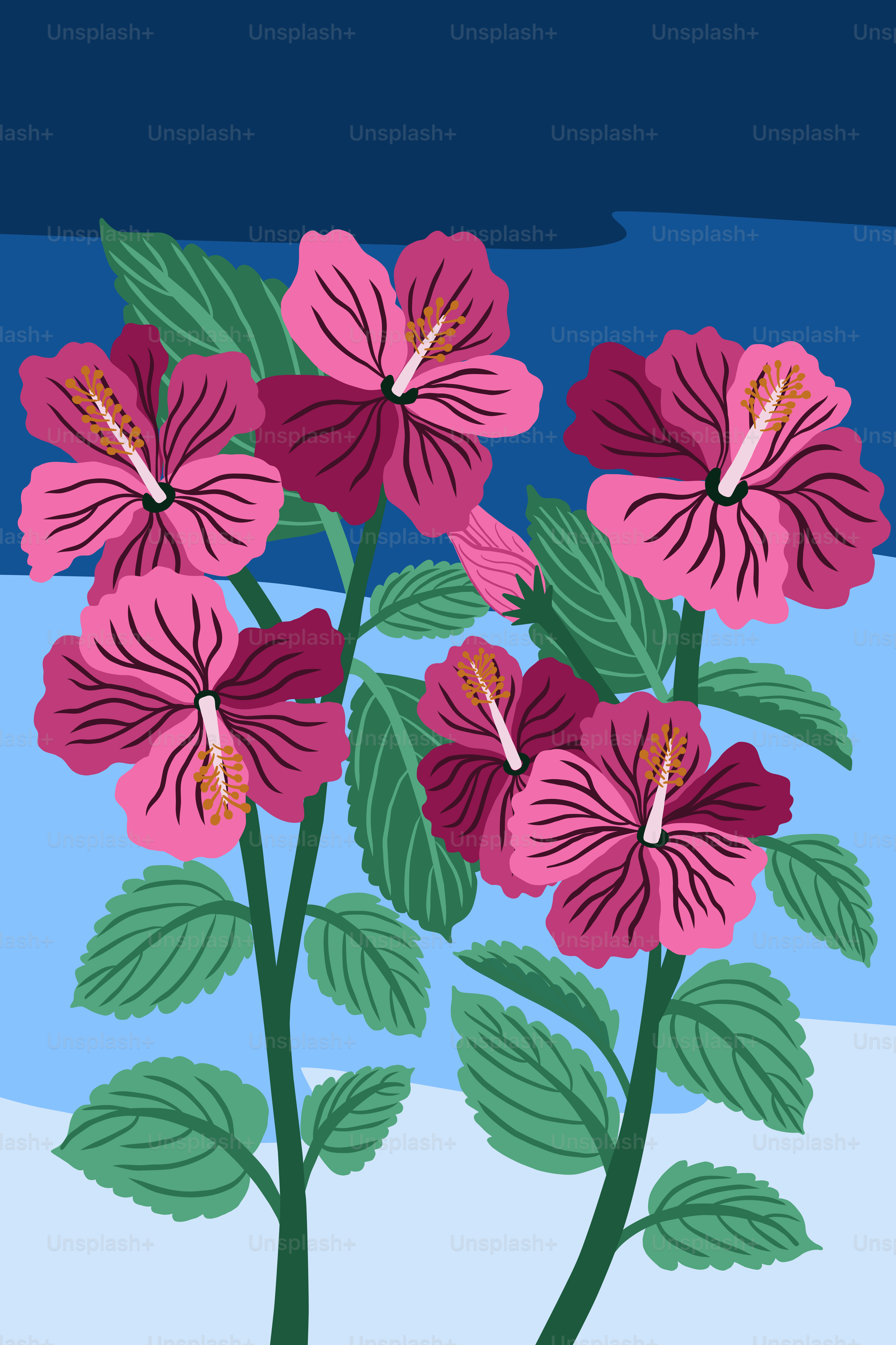 緑の葉を持つピンクの花の束