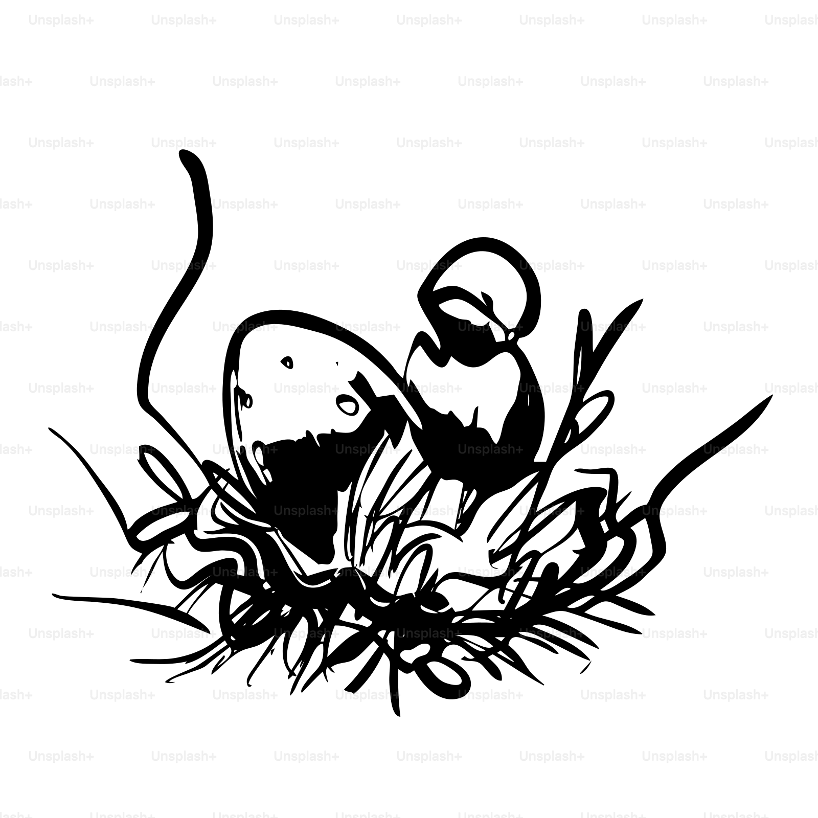 A bird hatching from an egg in a nest