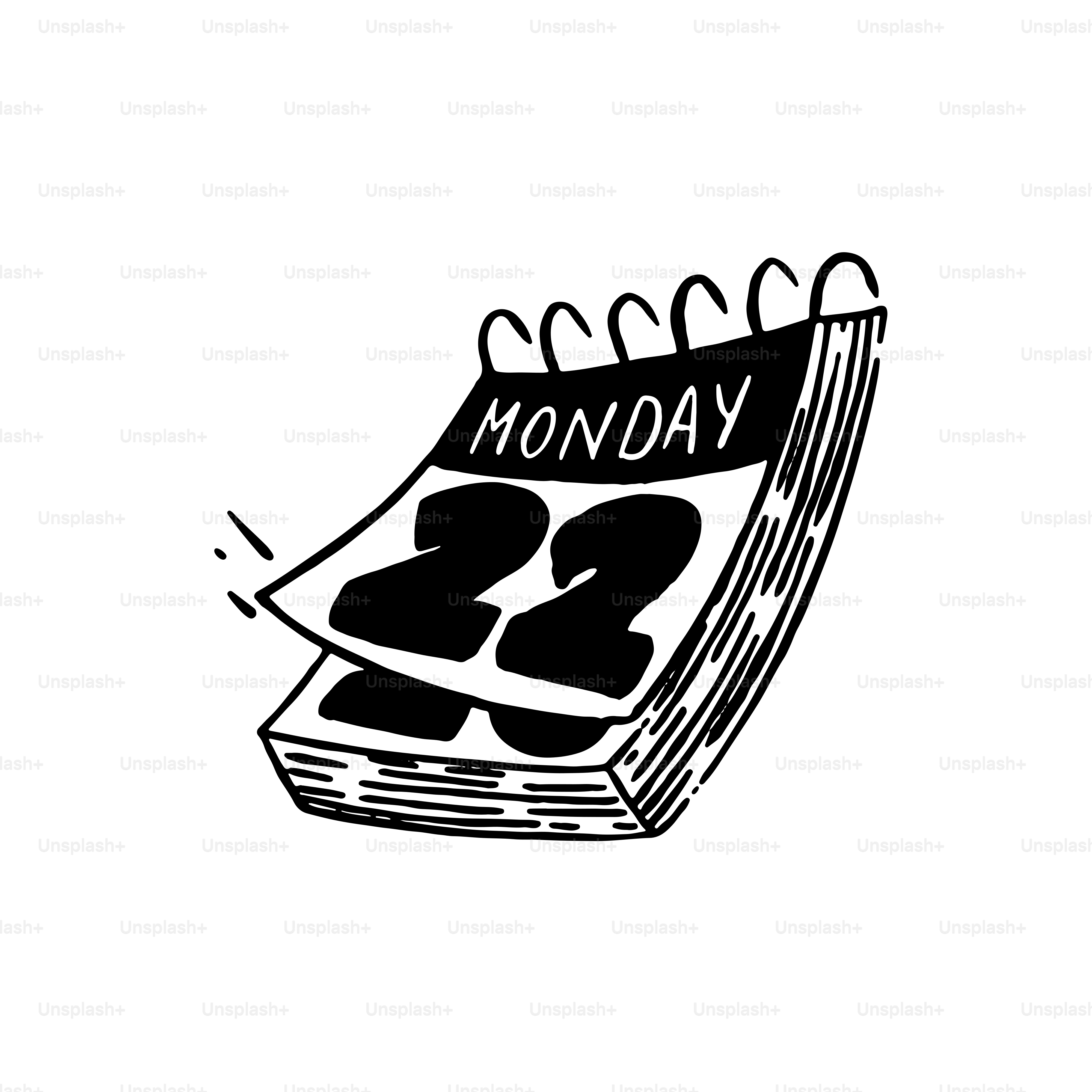 A tear-off calendar page showing monday the 22nd.