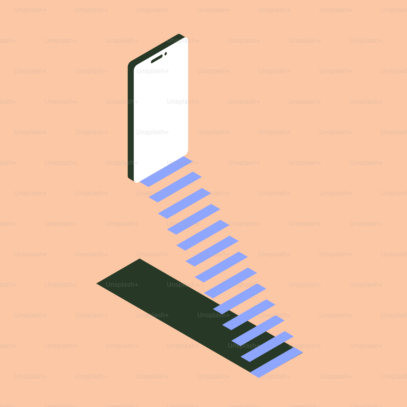 Smartphone with stairs leading into screen