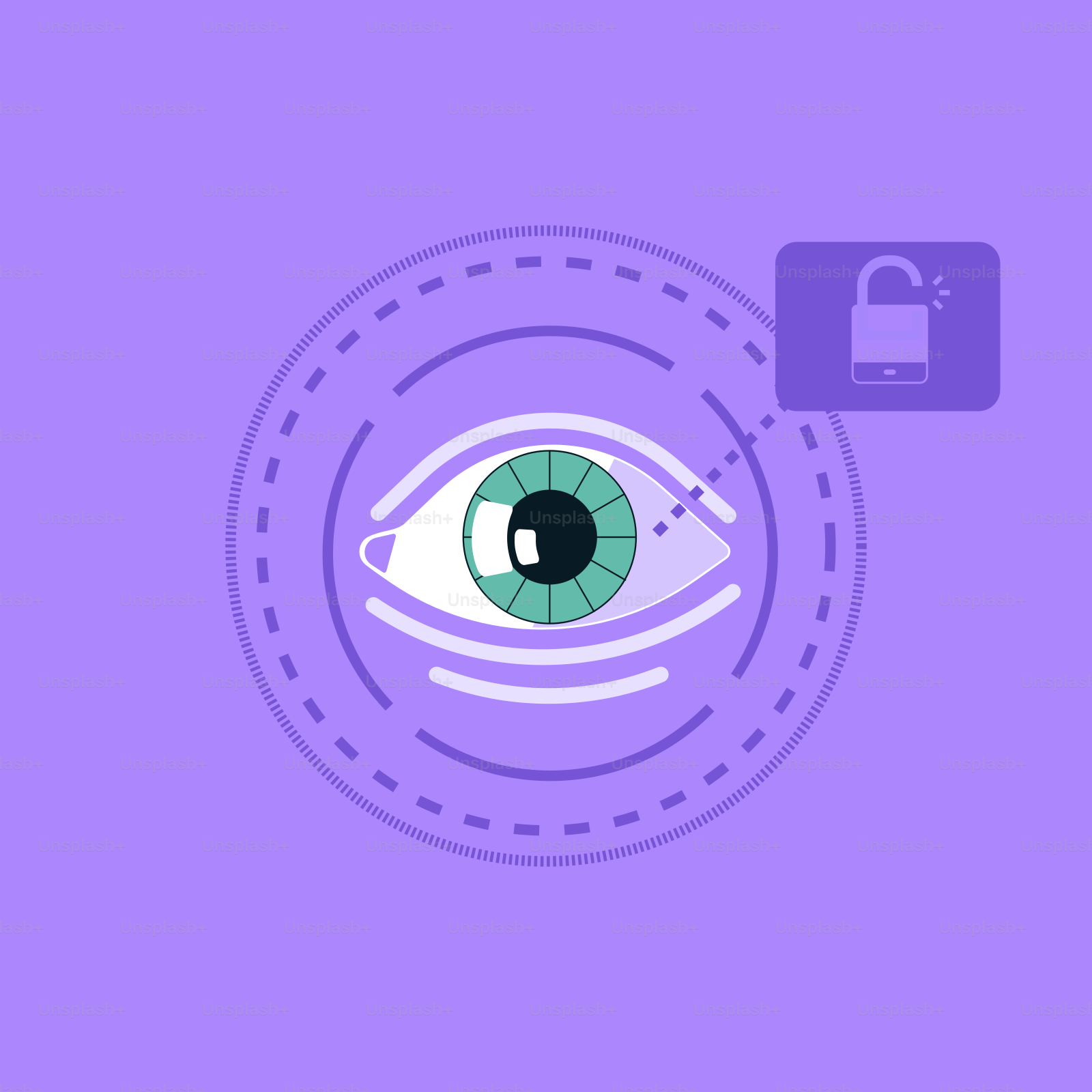 An eye with an unlocked phone icon