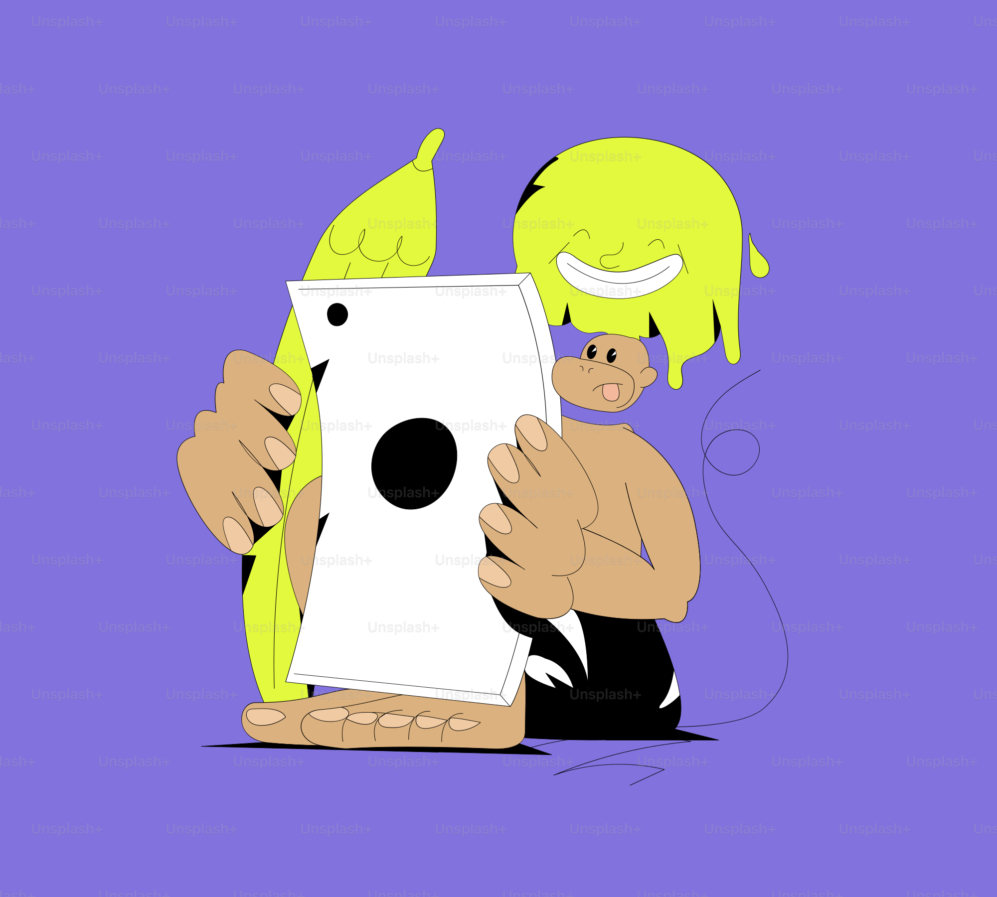 Personaggio che tiene una carta bianca con un cerchio nero.