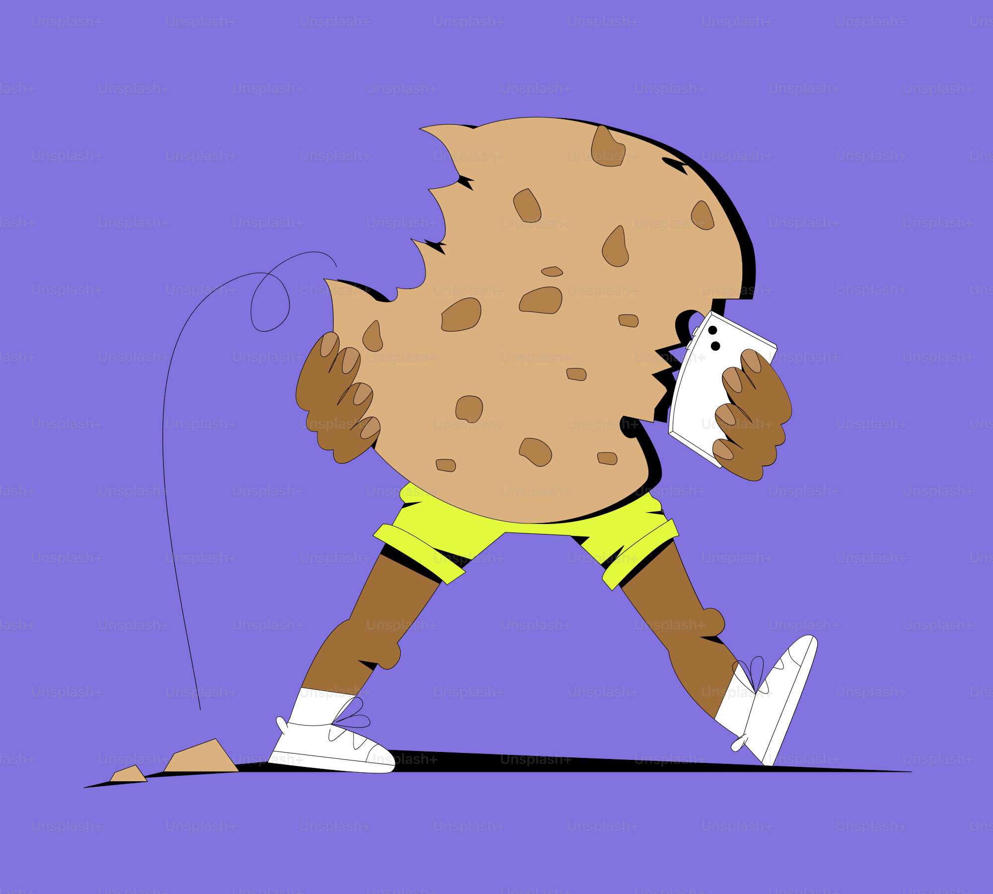 Person with a giant cookie for a body walks.