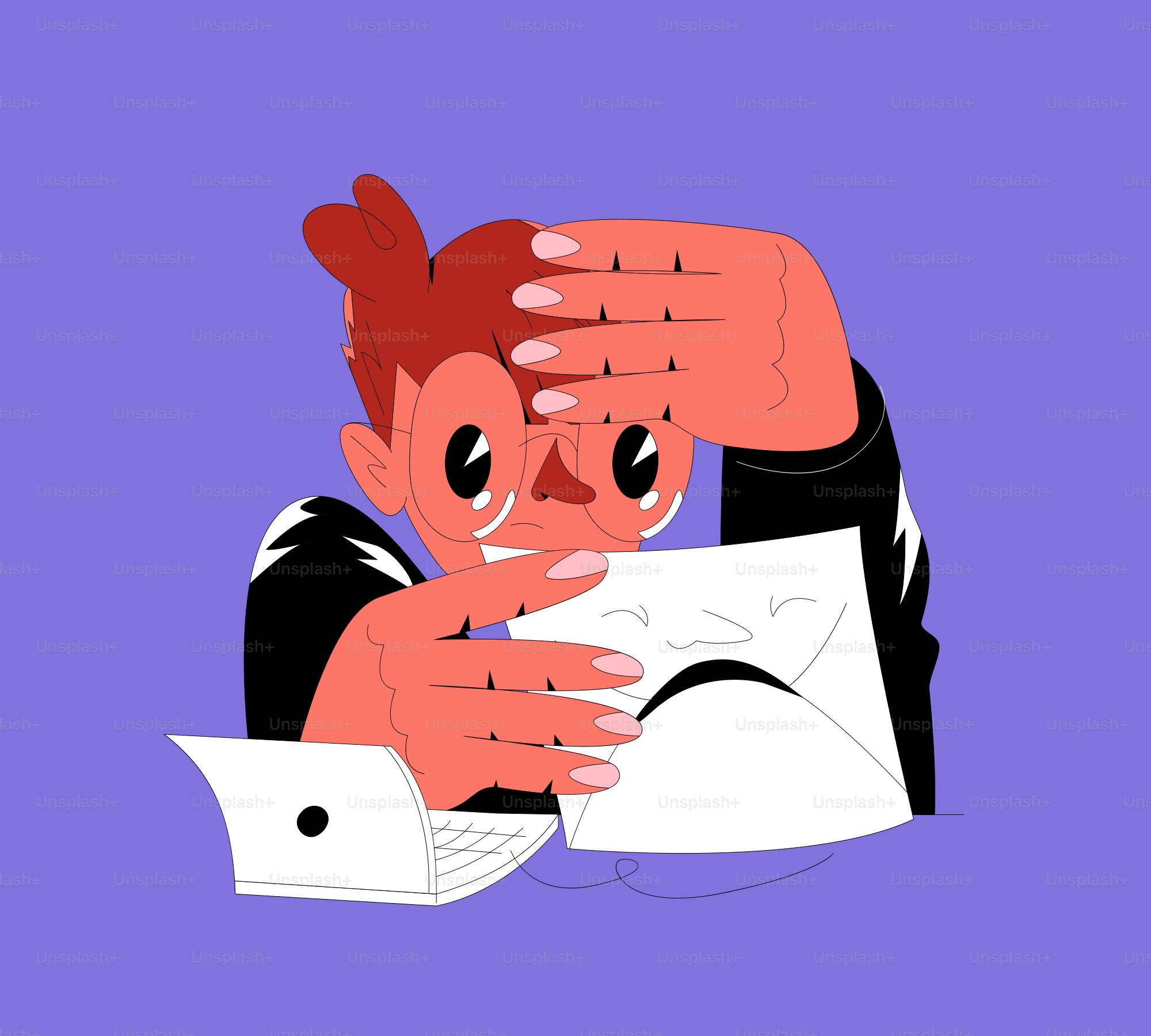 Uomo che sbircia una busta con il portatile vicino