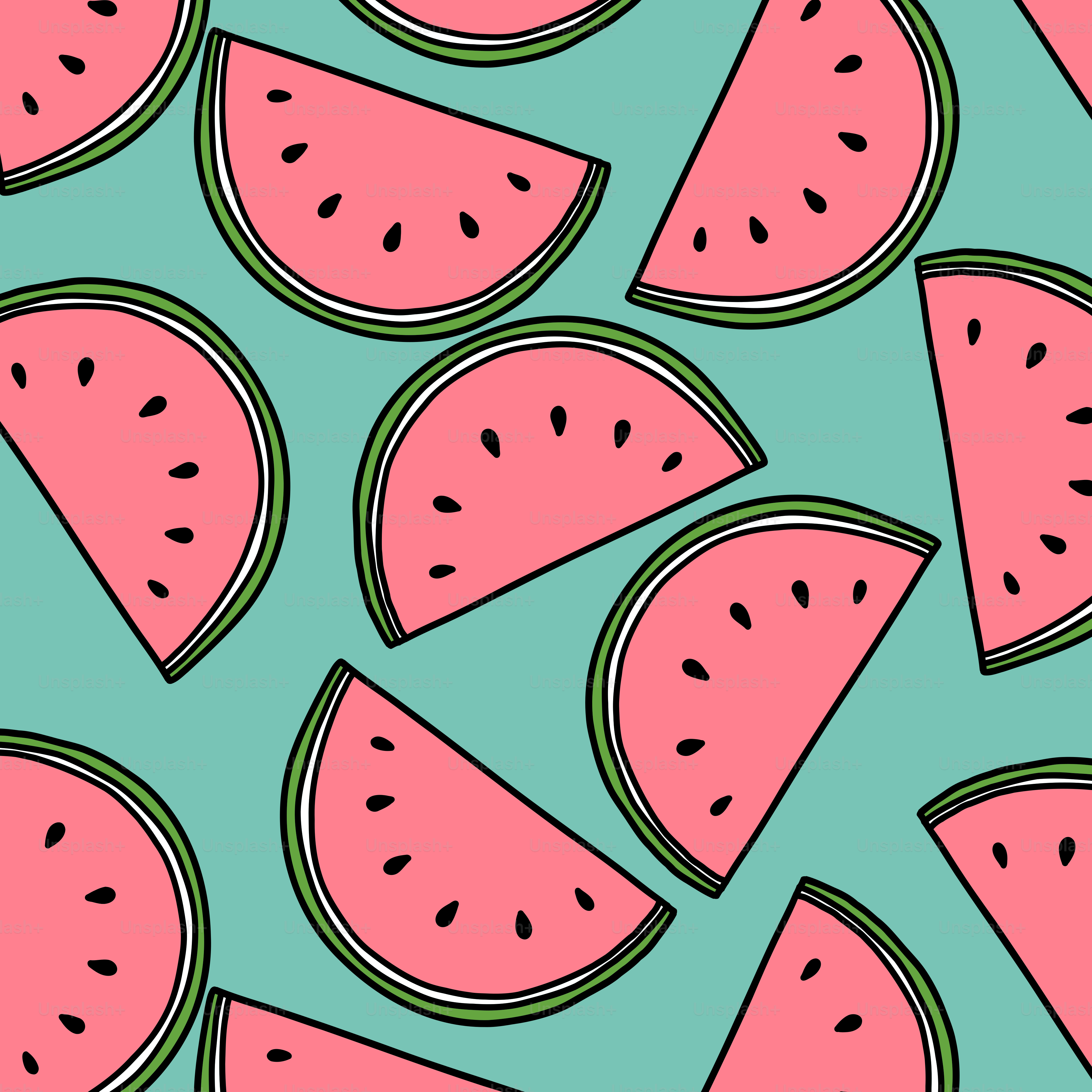 Scheiben von Wassermelonenmuster auf türkisfarbenem Hintergrund