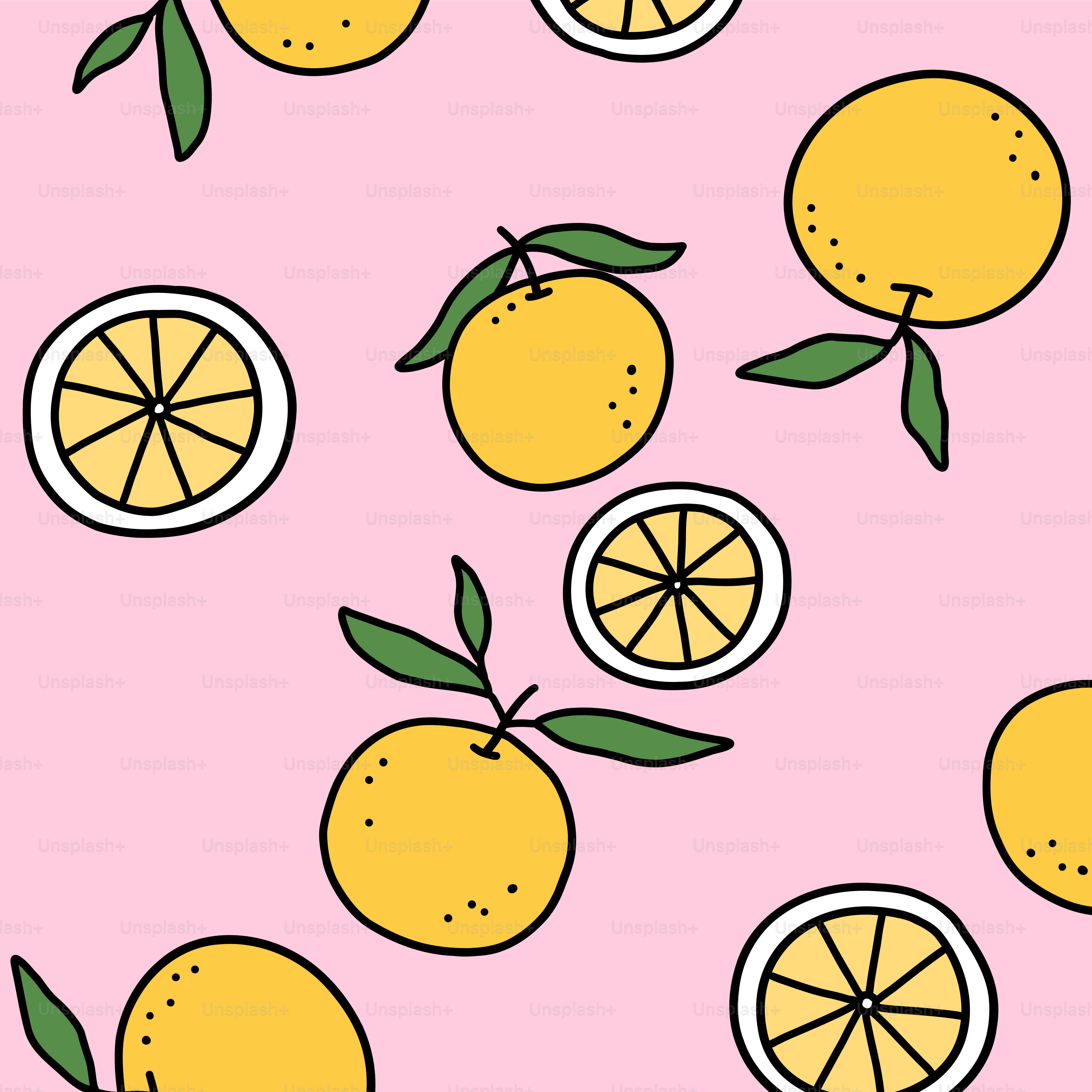 Yellow lemons and slices on a pink background