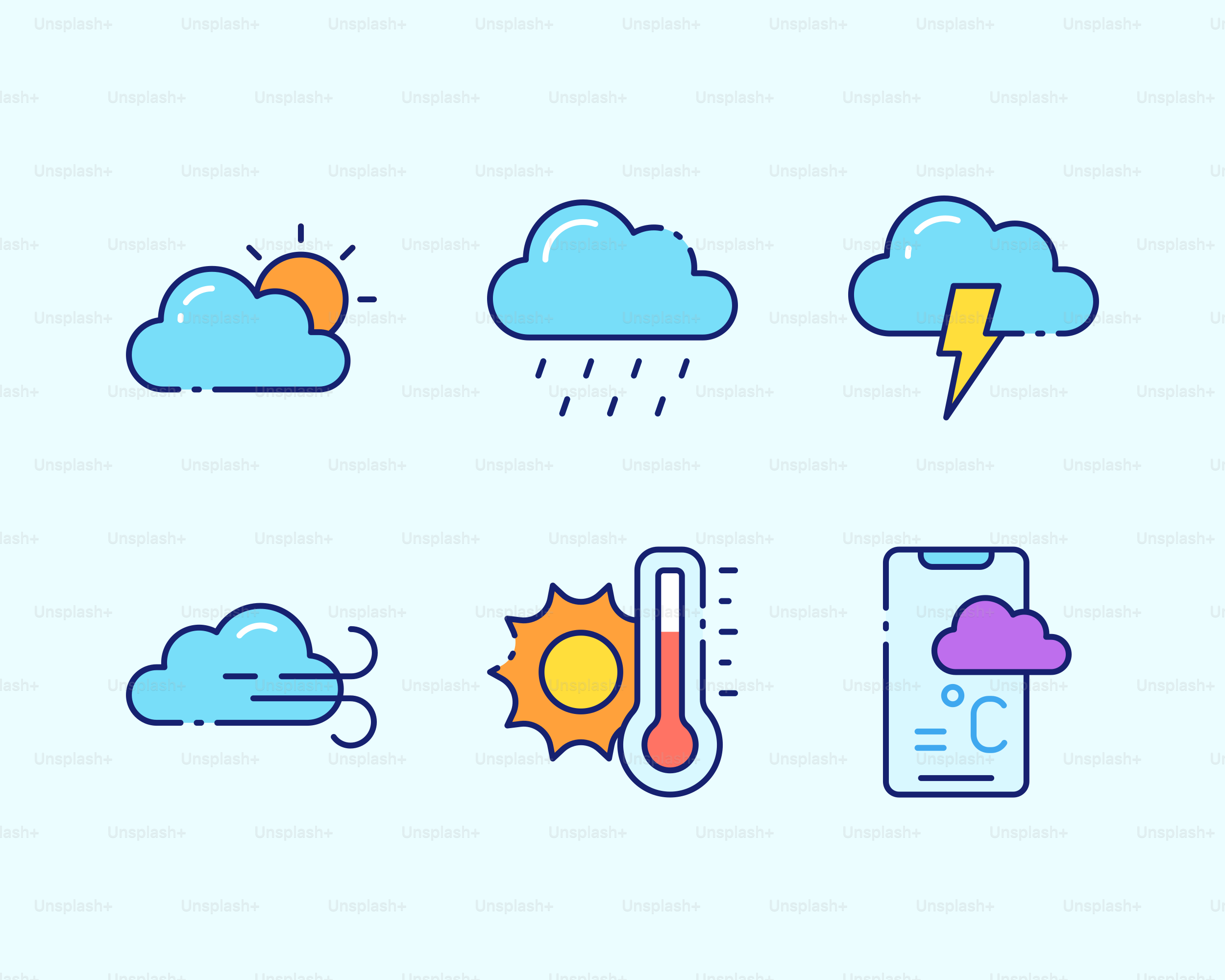 ein Wettersymbol auf blauem Hintergrund