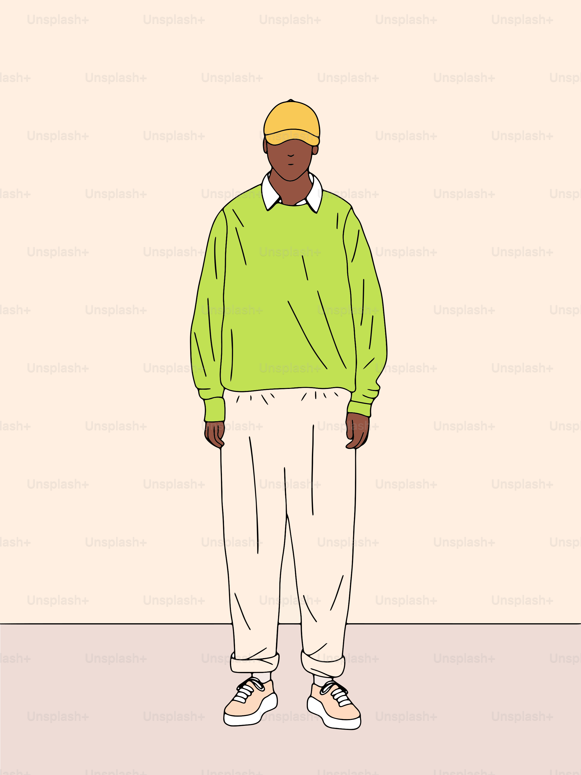 Man wearing a yellow cap and green sweater