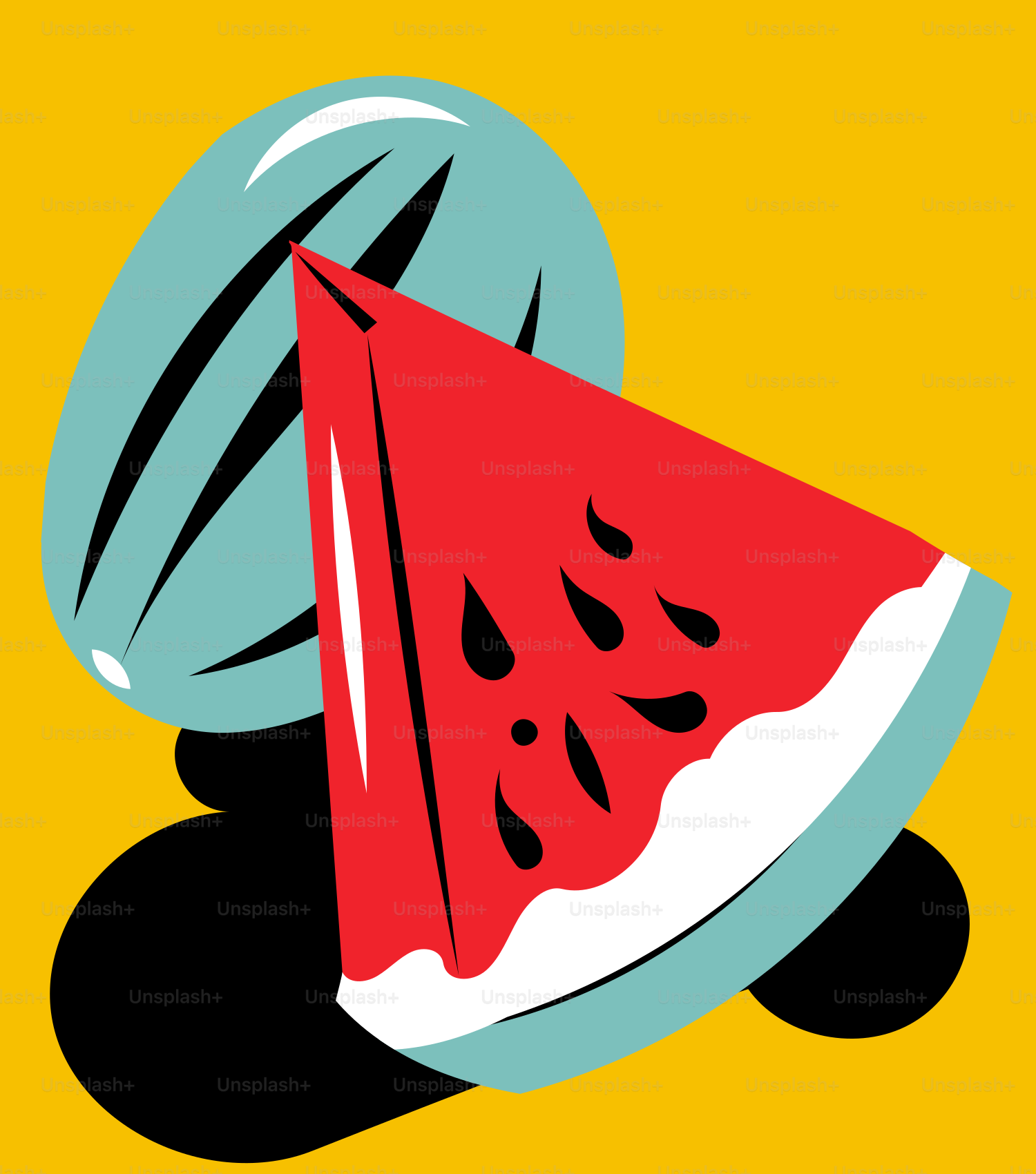 A slice of watermelon with a whole watermelon