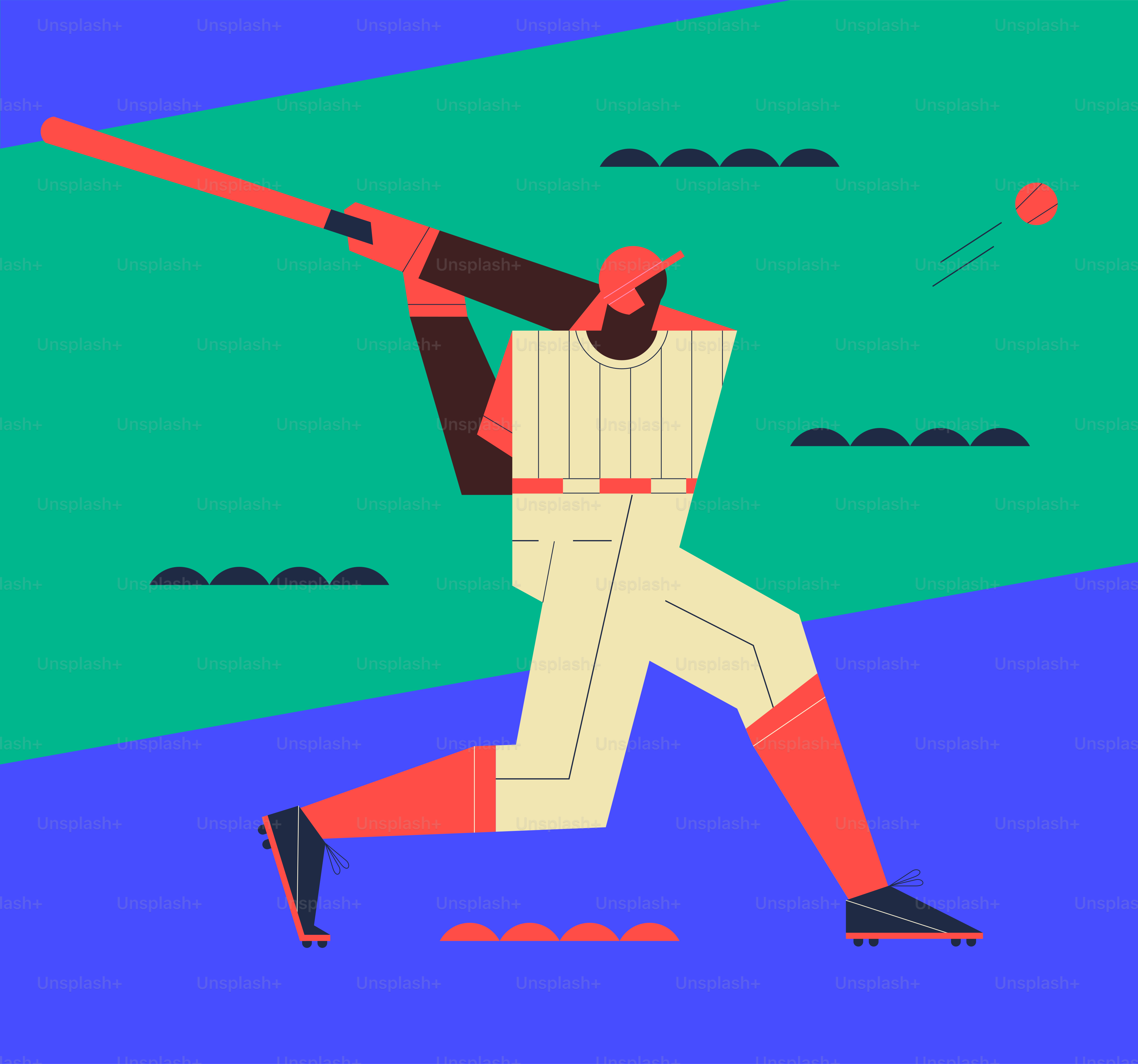 Baseball player swinging bat at a ball
