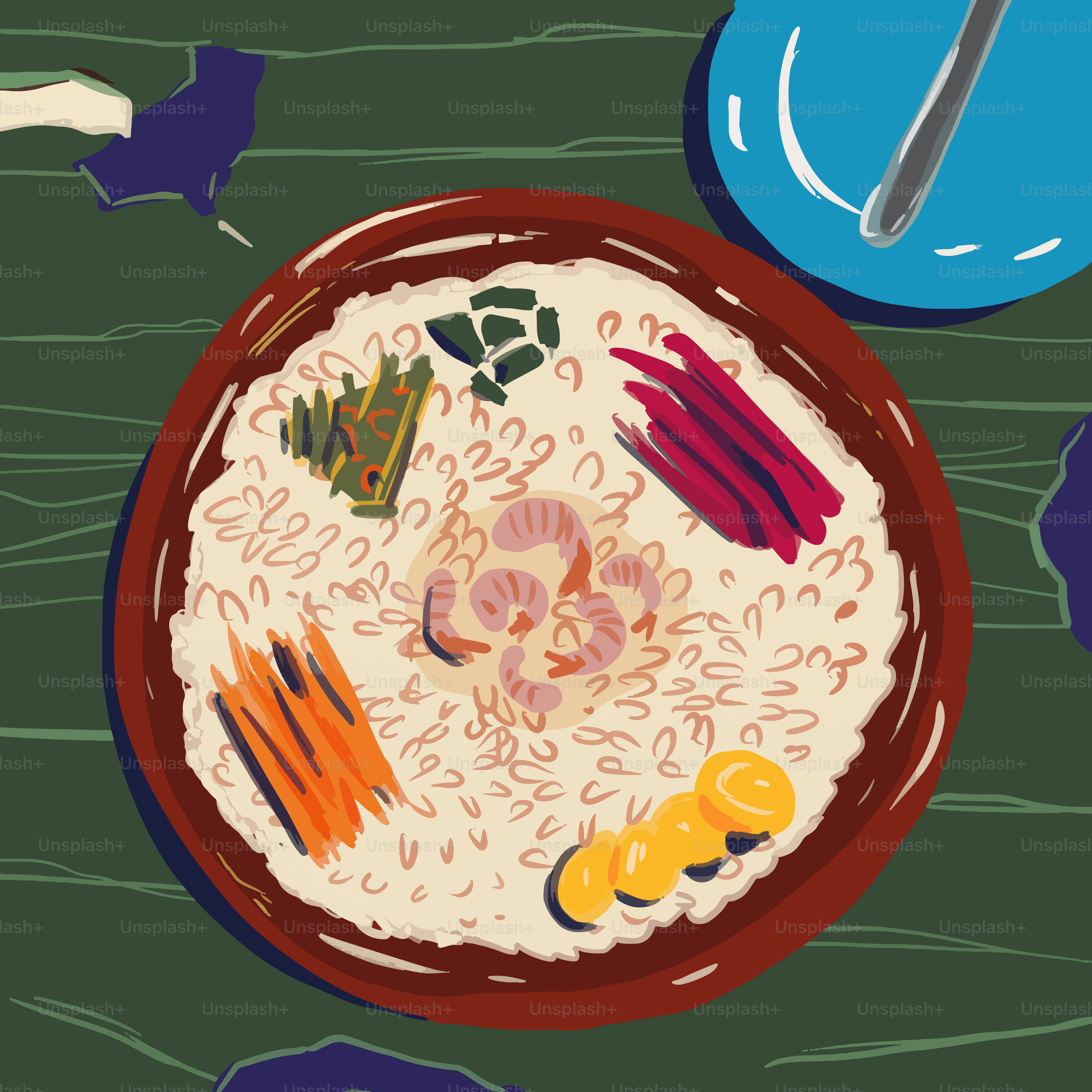 Bowl of rice with toppings and chopsticks