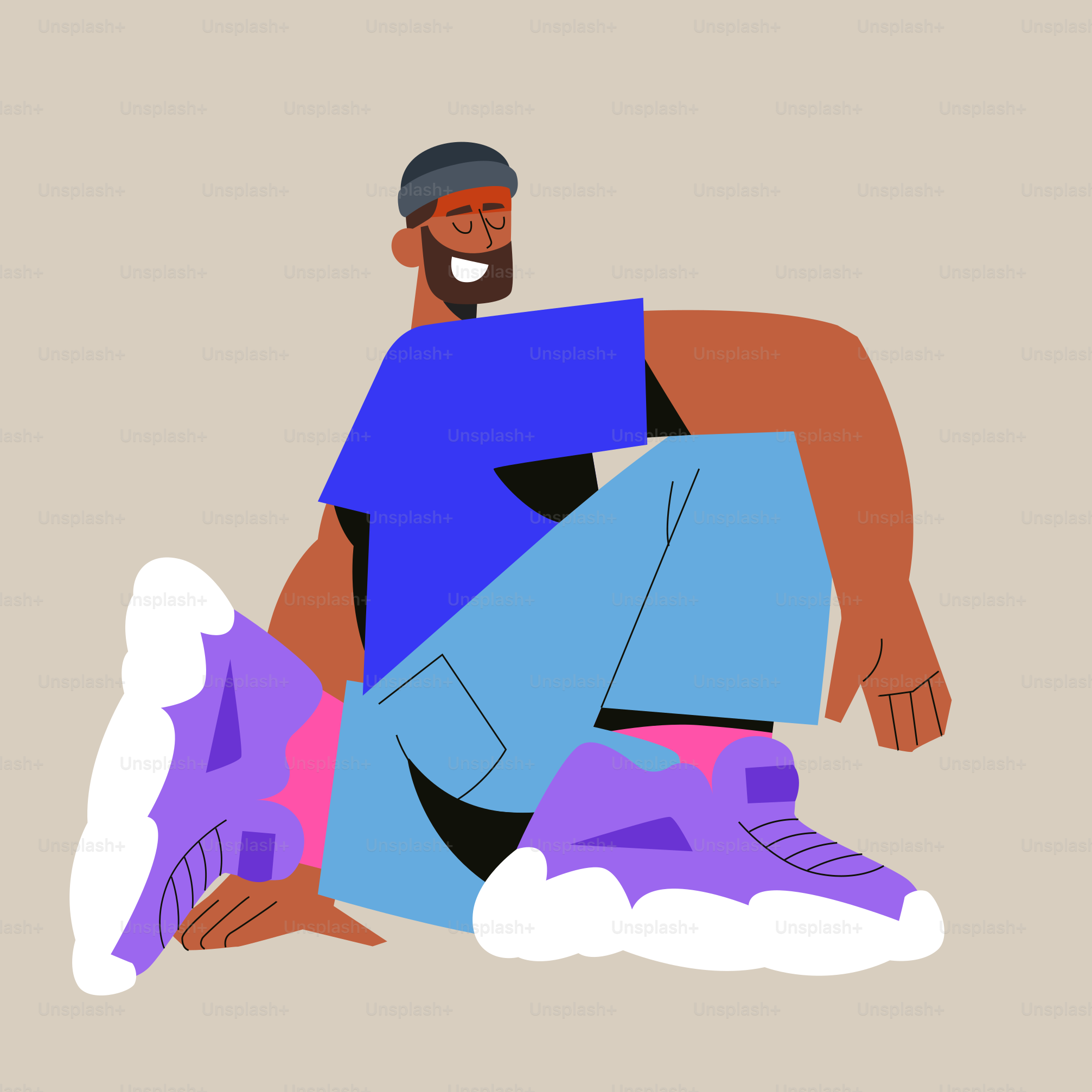 A man in a blue shirt and jeans sitting.
